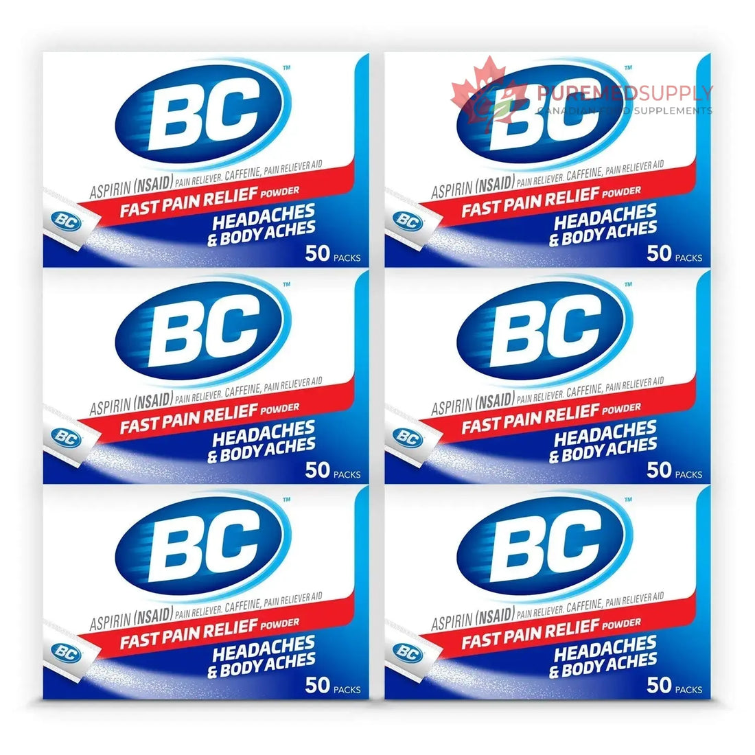BC Powder Original Strength Pain Reliever, 50 Powder Sticks, 50 Count(Pack of 6) BC buy supplements canada