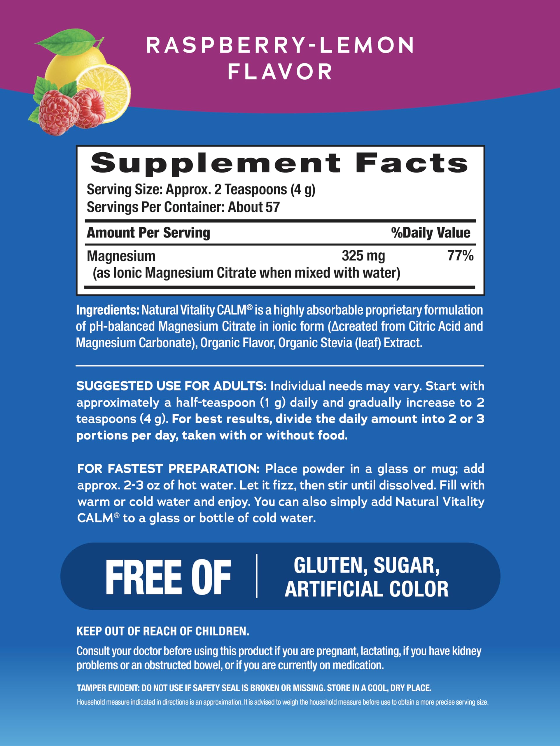 Natural Vitality Calm Powder Rasp Lemon, 8 oz Natural Vitality buy supplements canada