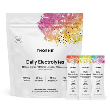 THORNE - Daily Electrolytes - Zero Sugar & Low-Calorie Electrolyte Powder Drink Mix - Flavors Derived from Natural Sources - NSF Certified for Sport - Variety - 30 Stick Packs THORNE buy supplements canada