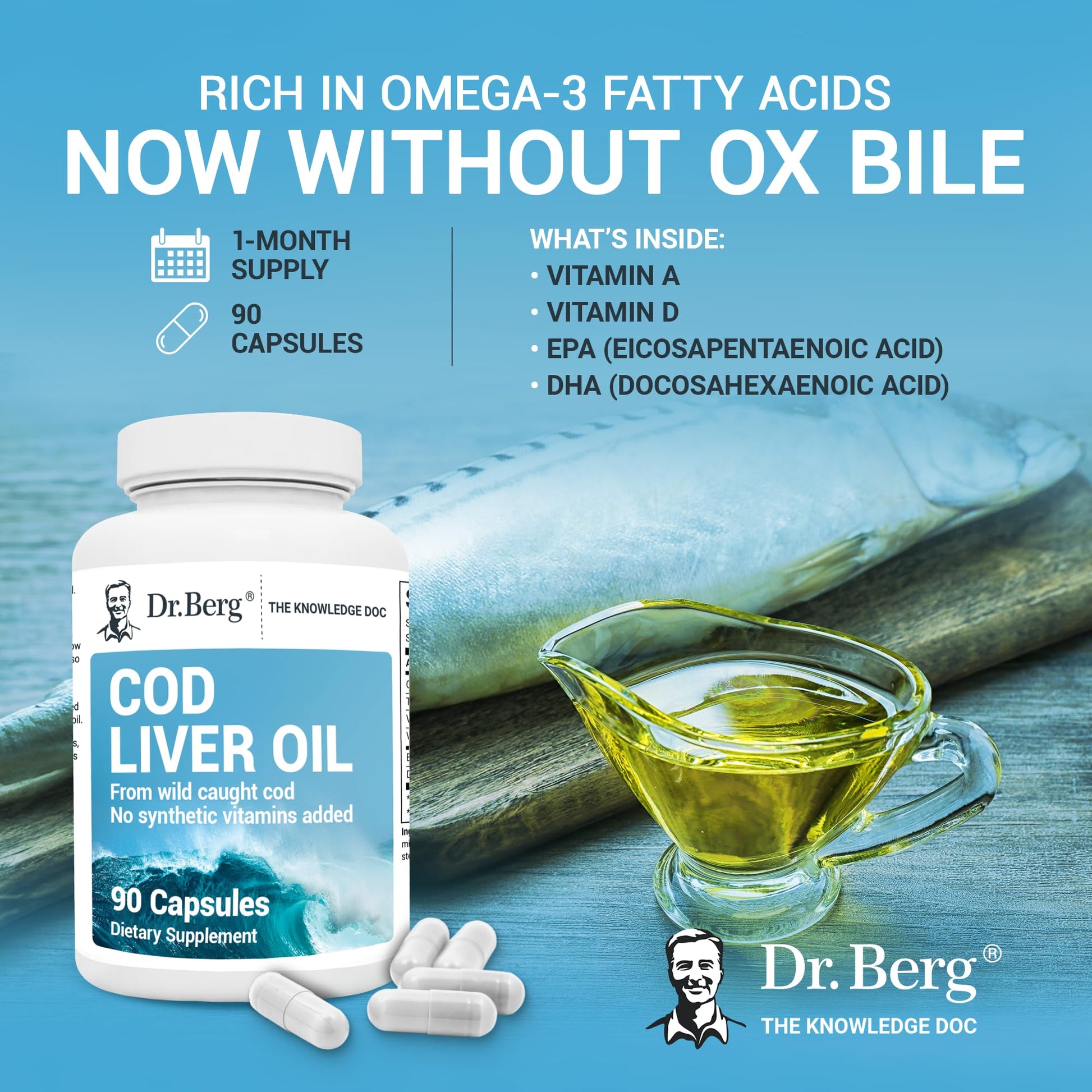 Dr. Berg Cod Liver Oil Capsules - New Formula Without OxBile - Rich in Omega-3 Fatty Dr. Berg Nutritionals buy supplements canada