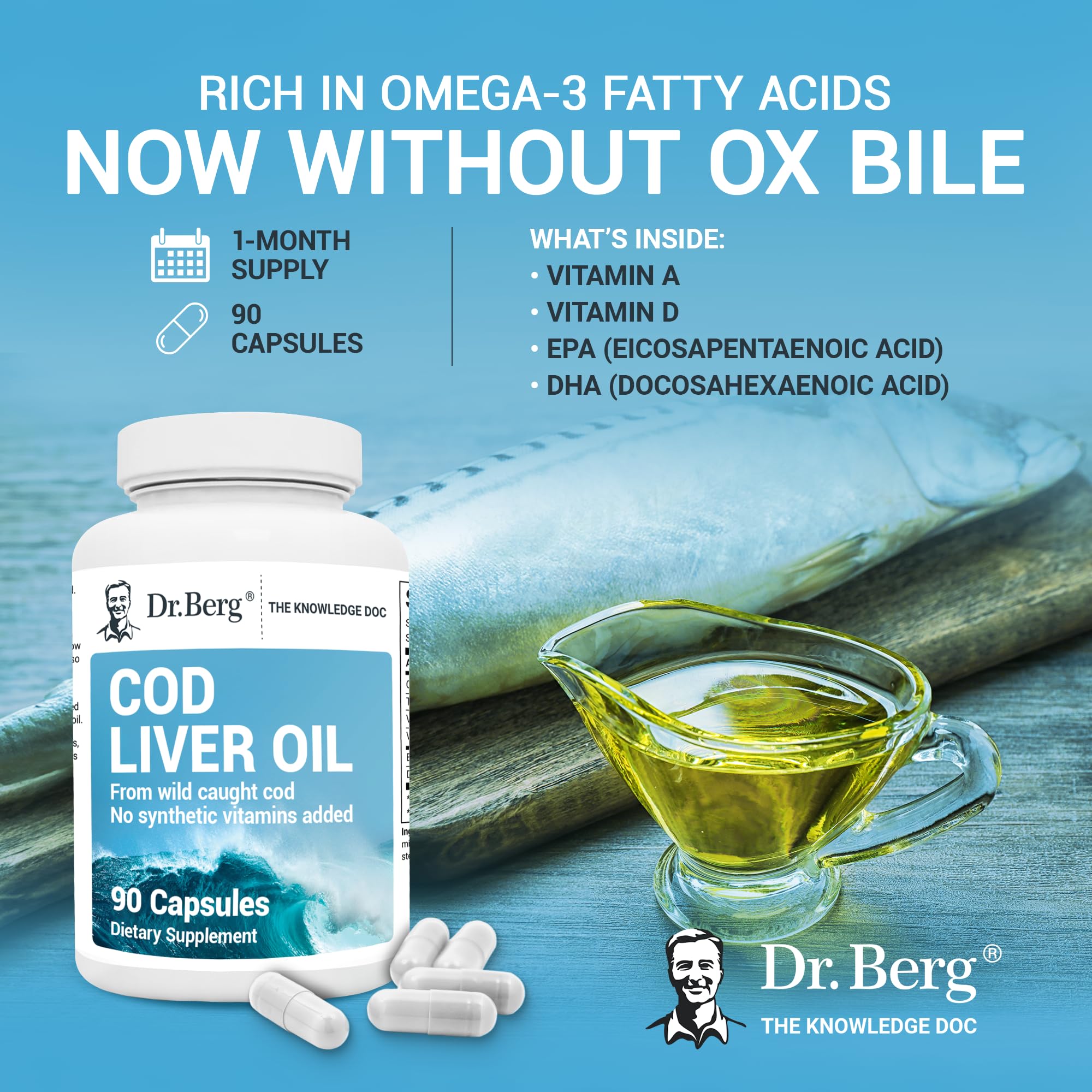 Dr. Berg Cod Liver Oil Capsules - New Formula Without OxBile - Rich in Omega-3 Fatty Dr. Berg Nutritionals buy supplements canada