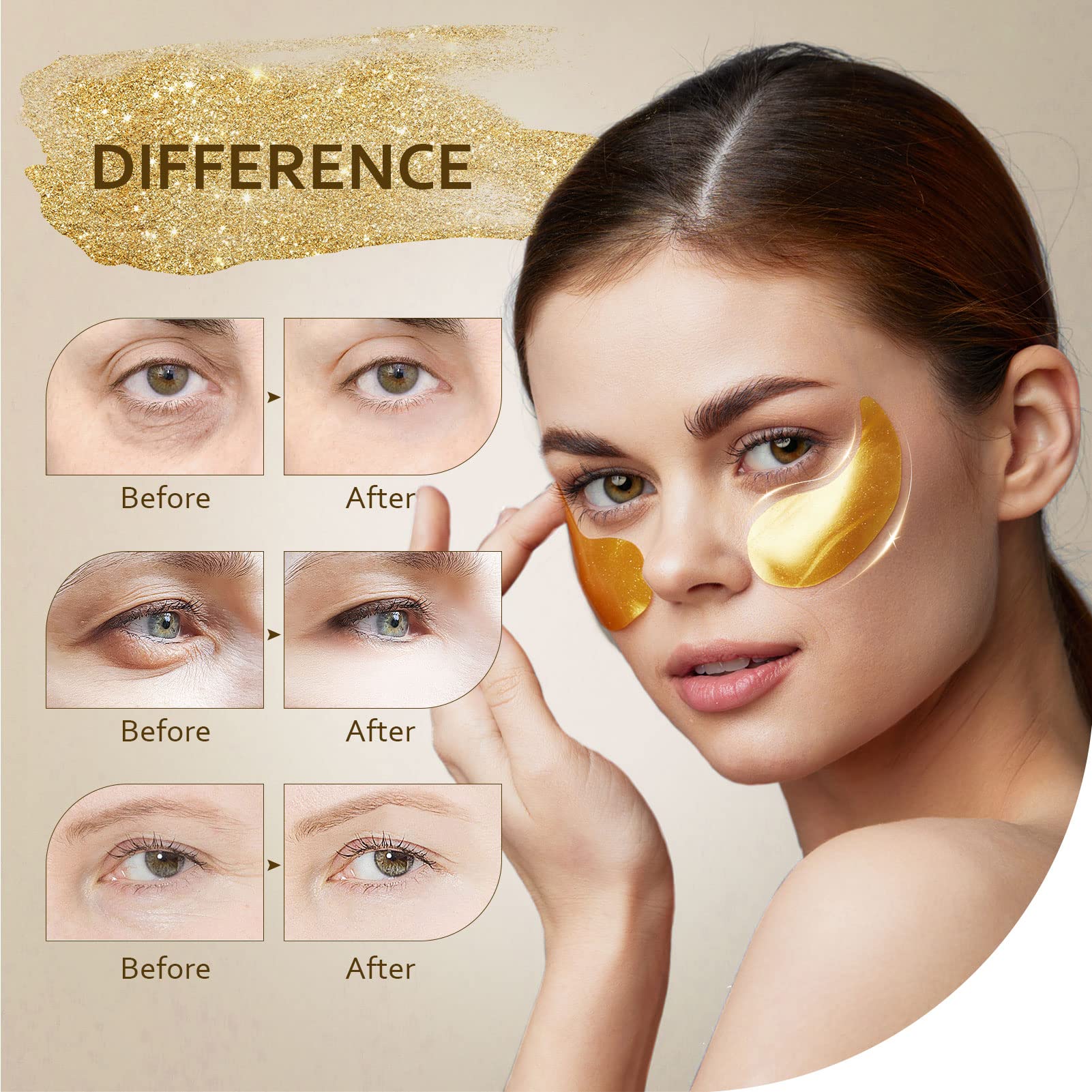 Taimand Under Eye Patches (30 Pairs), 24K Gold Under Eye Mask for Puffy Eyes, Dark Circles,Bags and Wrinkles with Collagen Taimand buy supplements canada