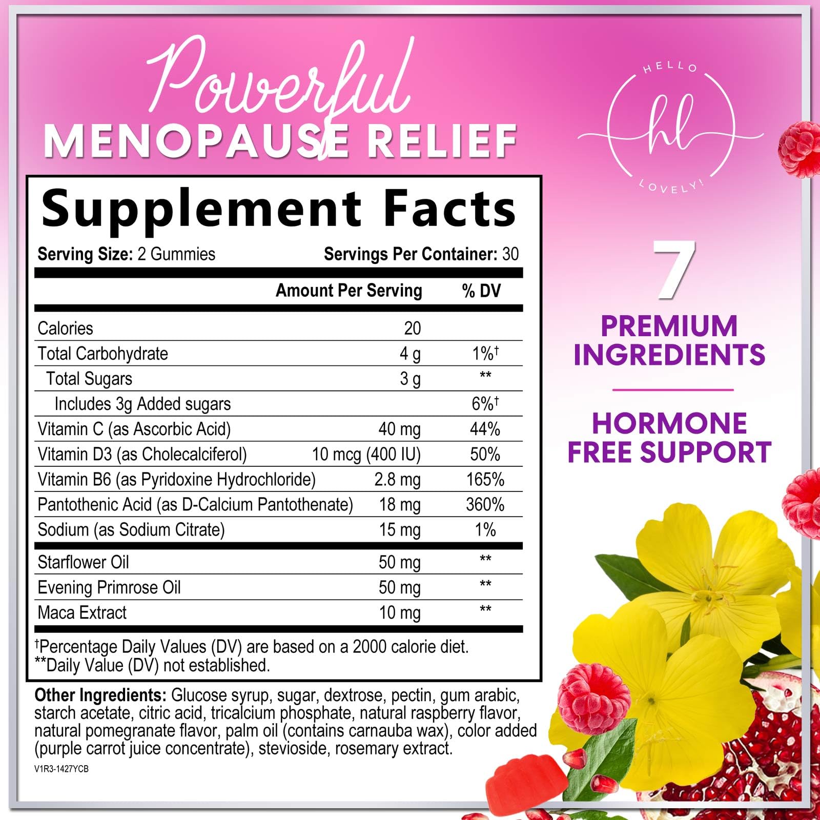 Menopause Supplements for Women - Complete Natural Mild Hot Flashes & Night Sweats Support, Multi Benefit Menopause Relief Gummy, Support for Balance & Energy, Gluten-Free & Non-GMO - 60 Gummies Hello Lovely! buy supplements canada