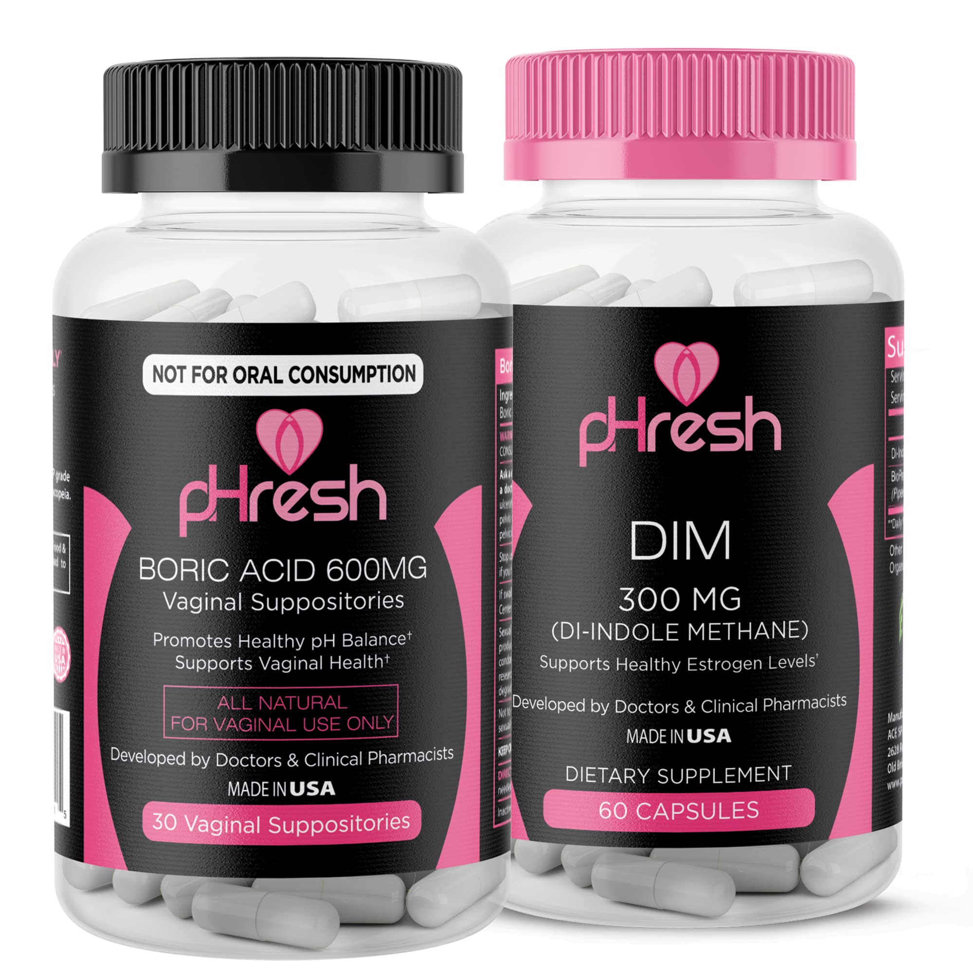pHresh Boric Acid Suppositories and DIM Supplement ACE NUTRITION buy supplements canada