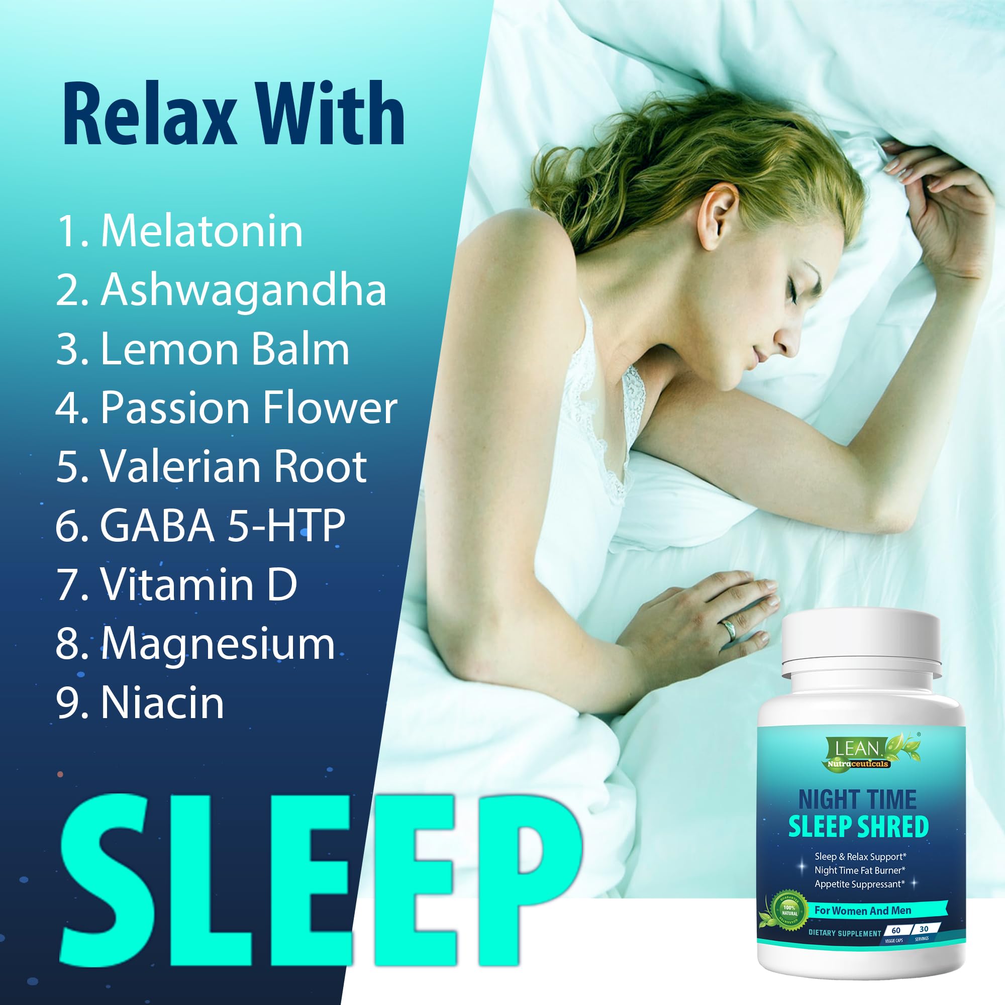 Night Time Sleep Shred Fast Fat Burner, Weight Loss Aid Pill, Appetite Suppressant Carb LEAN Nutraceuticals buy supplements canada