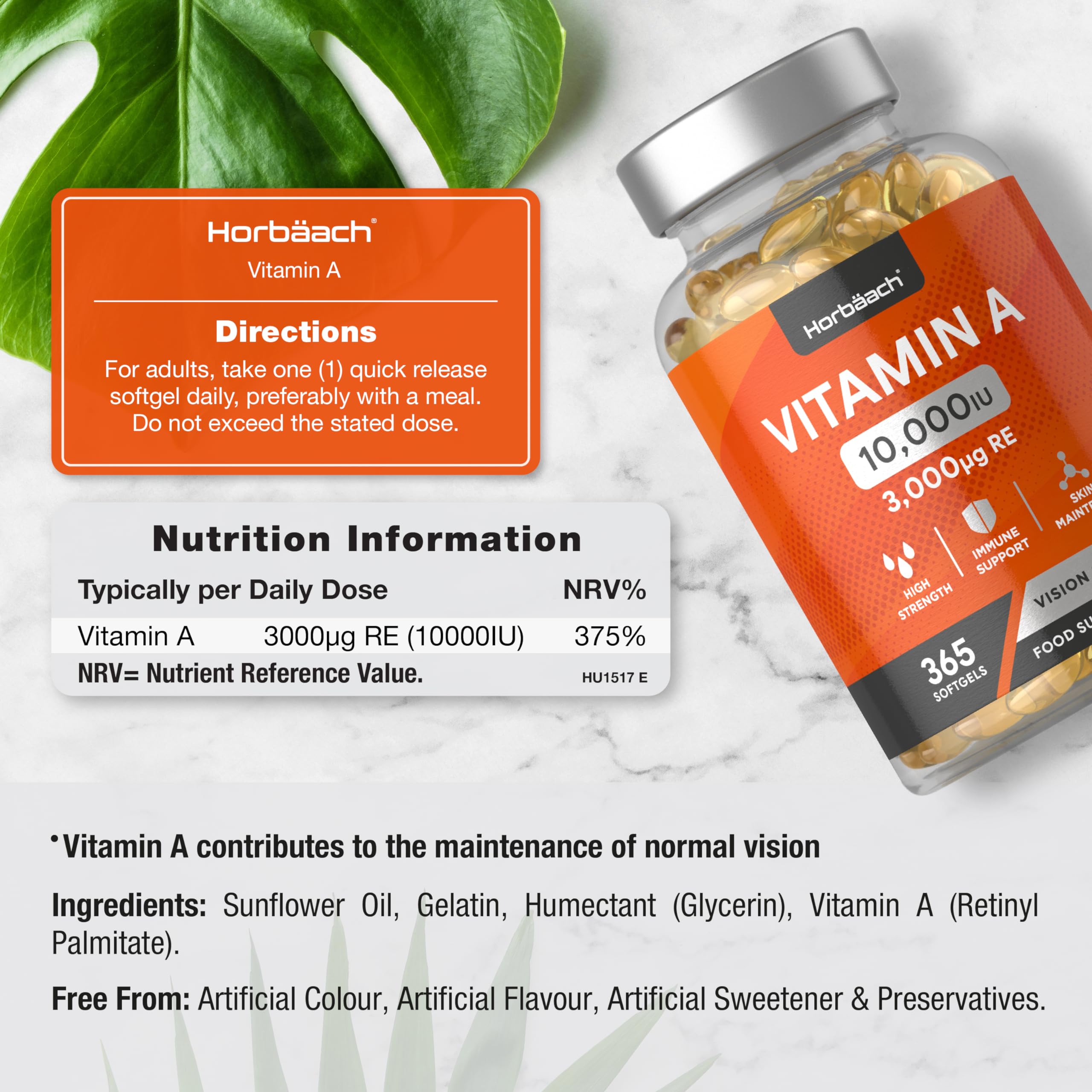 Vitamin A Capsules 10,000iu | 365 Count (1 Year Supply) | High Strength Vitamin A Supplem Horbäach buy supplements canada