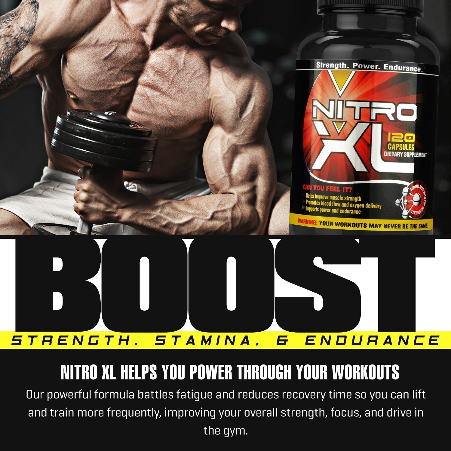 Nitro XL | Nitric Oxide Bodybuilding Supplement – with L-Arginine | Build Muscle Mass Nitro XL buy supplements canada