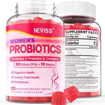 Probiotics for Women Gummies, Sugar Free Vaginal Probiotics 50 Billion CFU 10 Strains w/ Cranberry NEVISS buy supplements canada