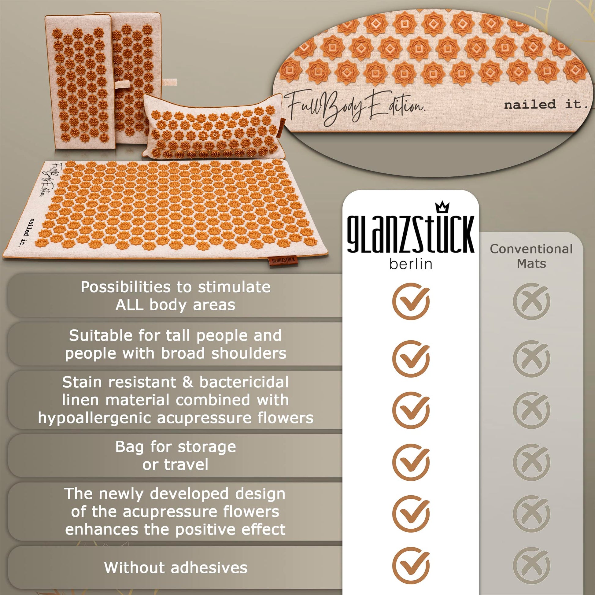 Glanzstück Berlin® Health Collection XXL Acupressure Mat Set for Full Body for Tension Headaches Glanzstück Berlin buy supplements canada
