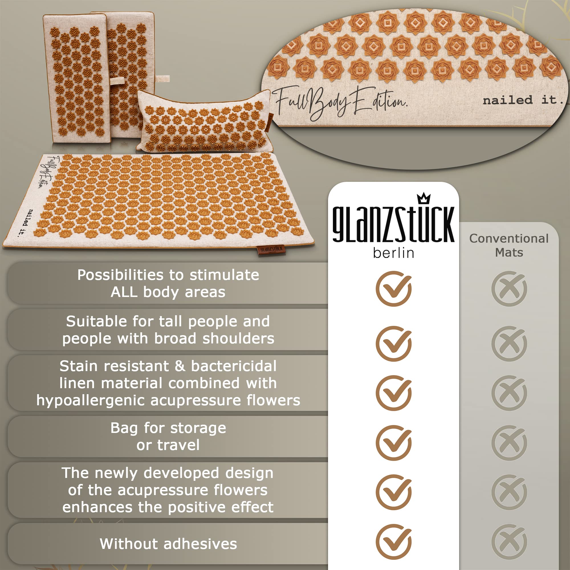 Glanzstück Berlin® Health Collection XXL Acupressure Mat Set for Full Body for Tension Headaches Glanzstück Berlin buy supplements canada