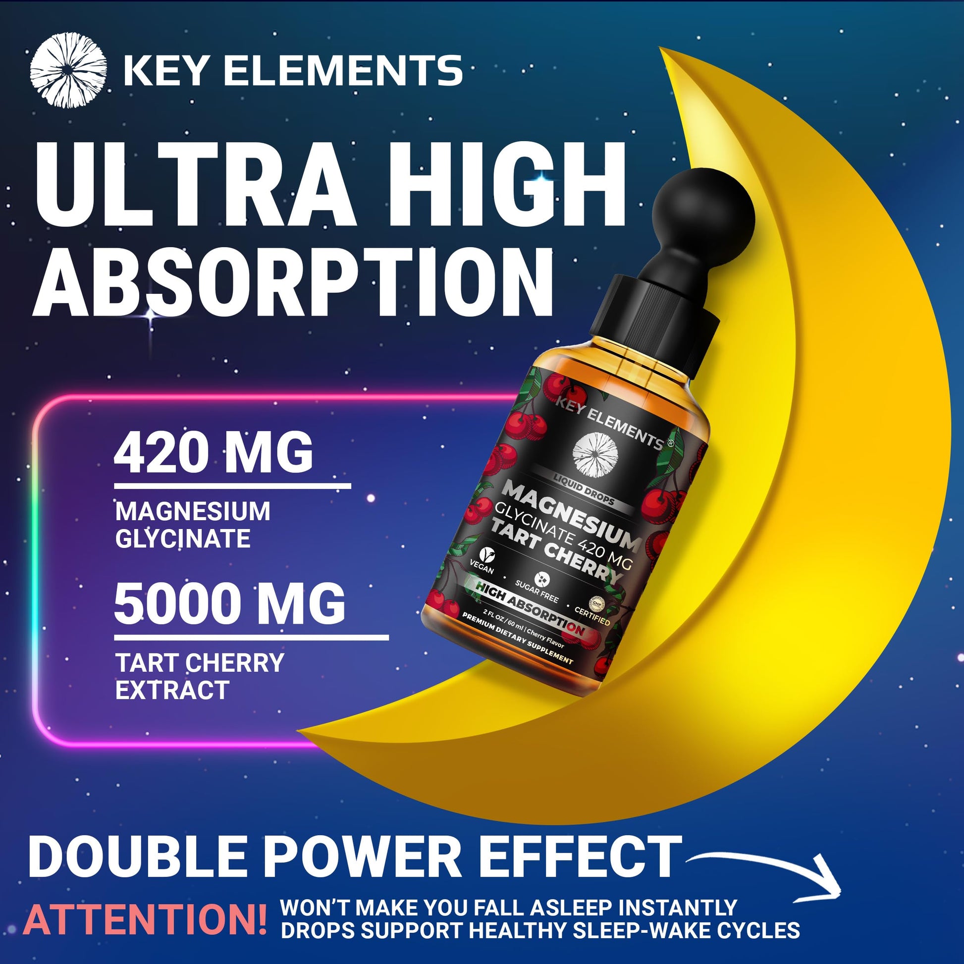 Liquid Magnesium Glycinate 420 Mg with Natural Tart Cherry Extract | Magnesium Glycinate Drops Supplement for Sleep, Mood & Mobility Support | Tart Cherry Extract KEY ELEMENTS buy supplements canada