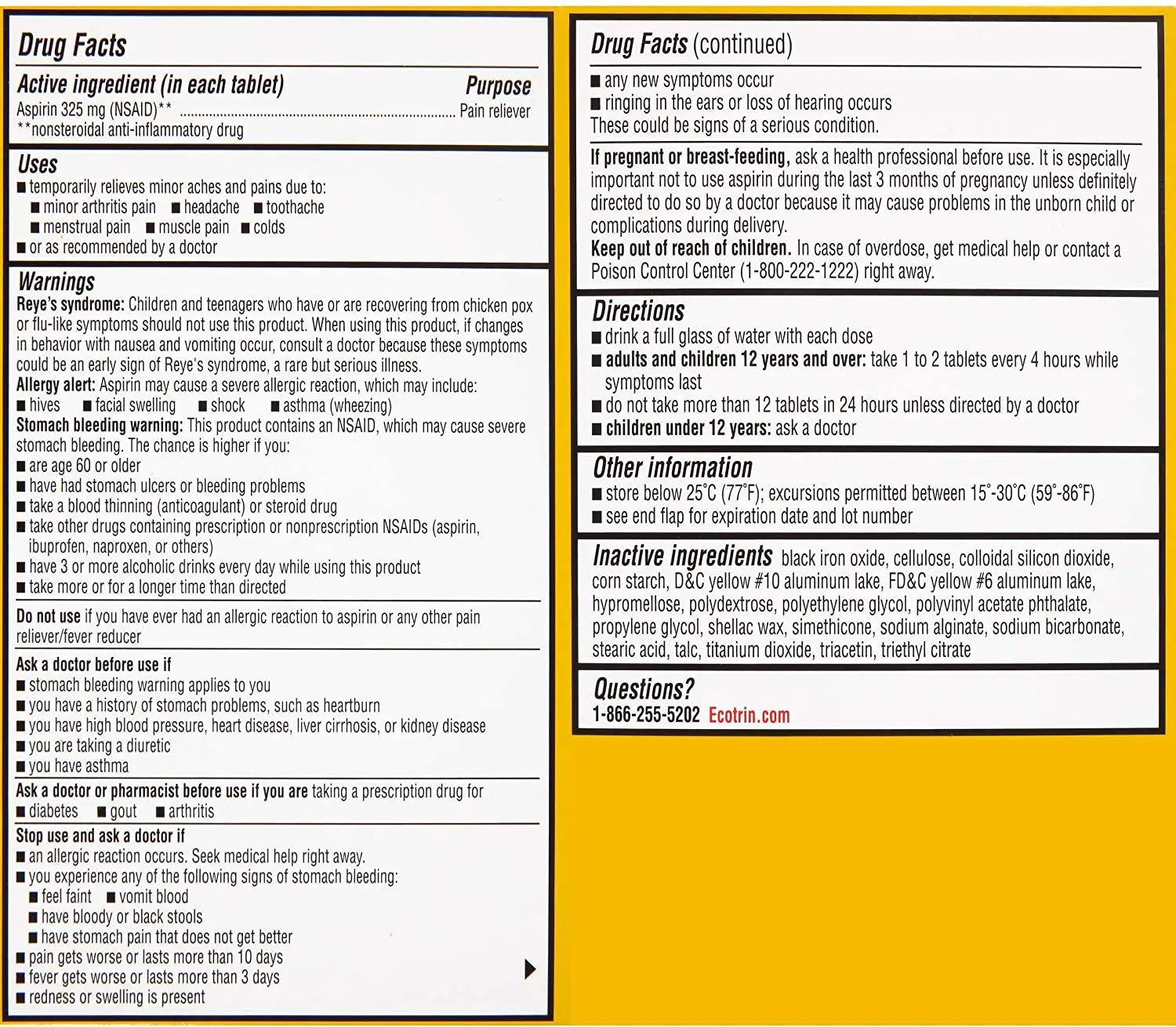 Ecotrin Regular Strength Safety Coated Aspirin | Arthritis Pain | 300 Tablets (2 Pack) Ecotrin buy supplements canada