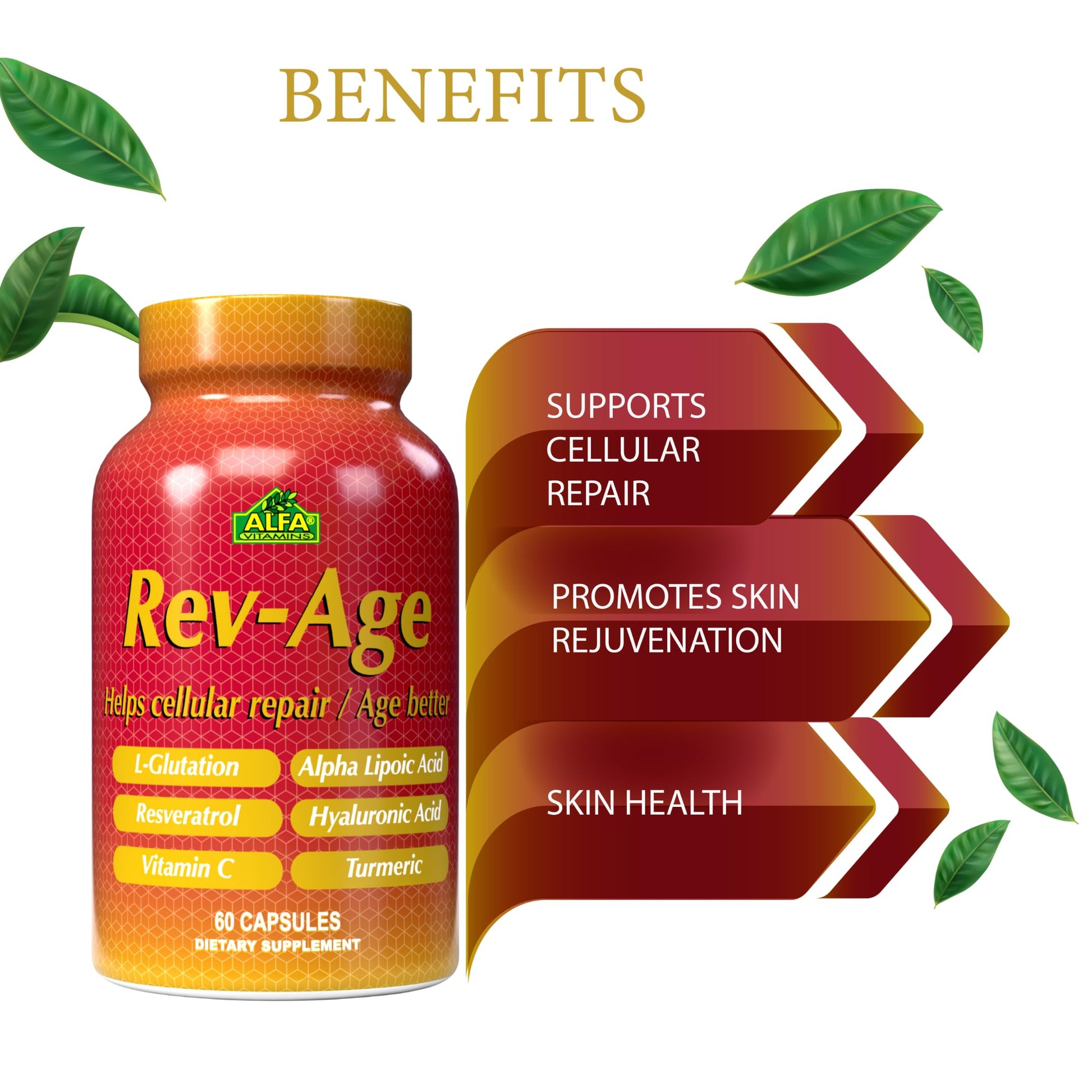 ALFA VITAMINS Rev-Age Cellular Repair Supplement for Anti-Aging & Immune System Support - 60 Capsules ALFA VITAMINS buy supplements canada