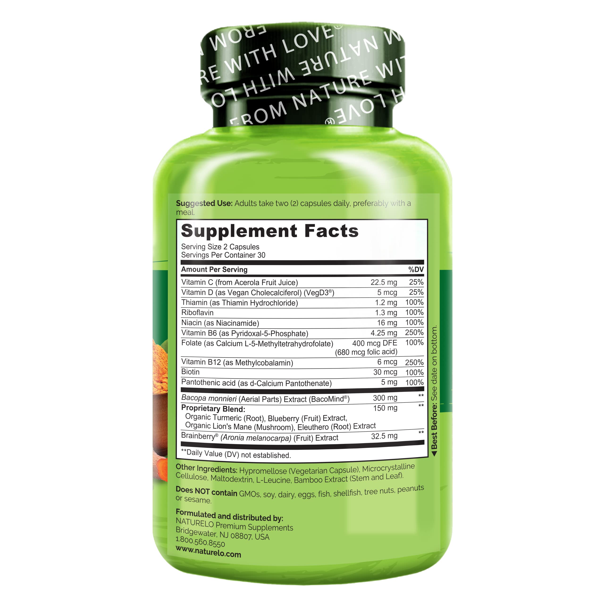 NATURELO Whole Food Brain Supplement - Brain Health Supplements for Memory & Focus Support - Enhance Brain Health Blend Supplement for Adults NATURELO buy supplements canada