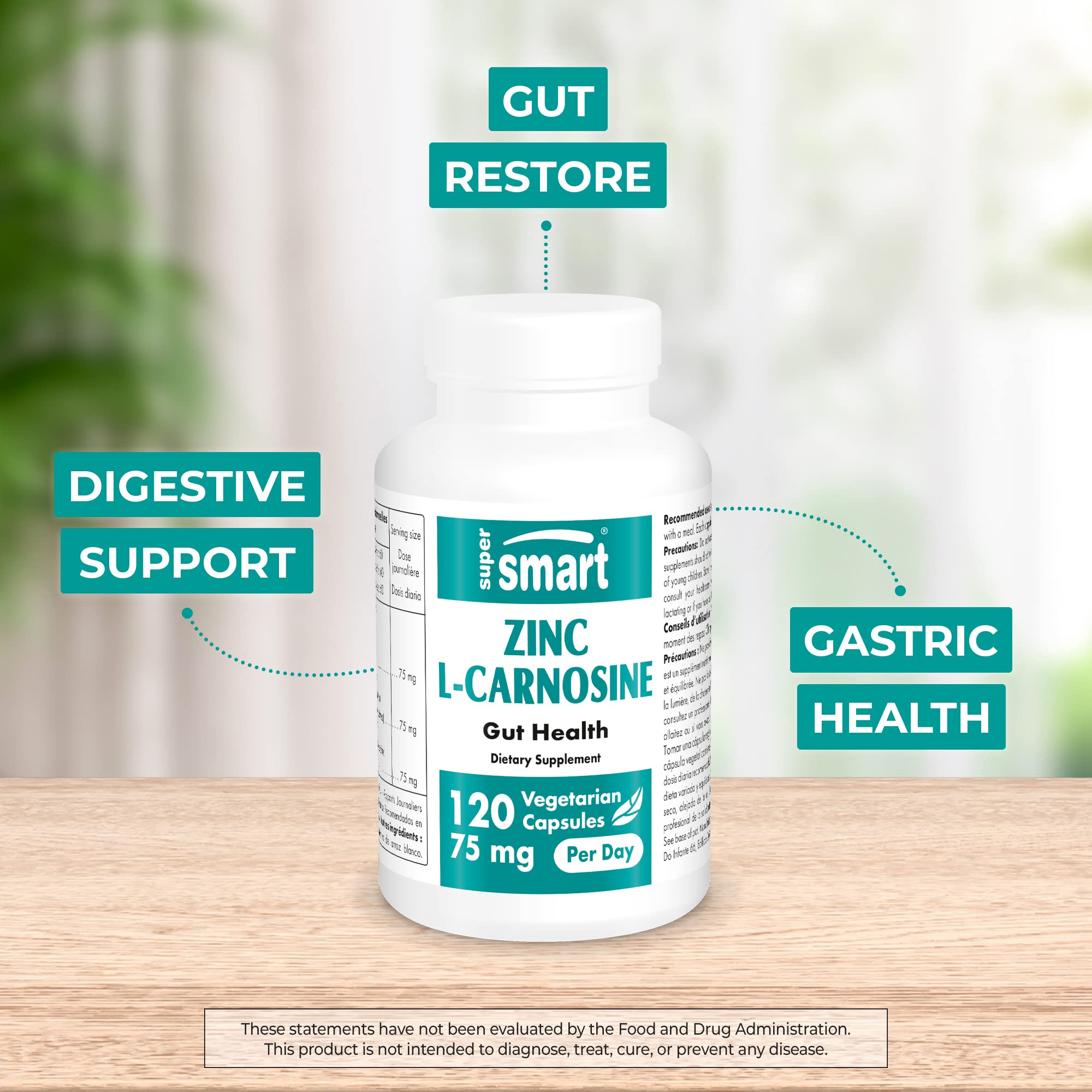 SuperSmart - Zinc L-Carnosine 75mg per Day (Well-Tolerated) - Zinc Carnosine Supplemen Supersmart buy supplements canada
