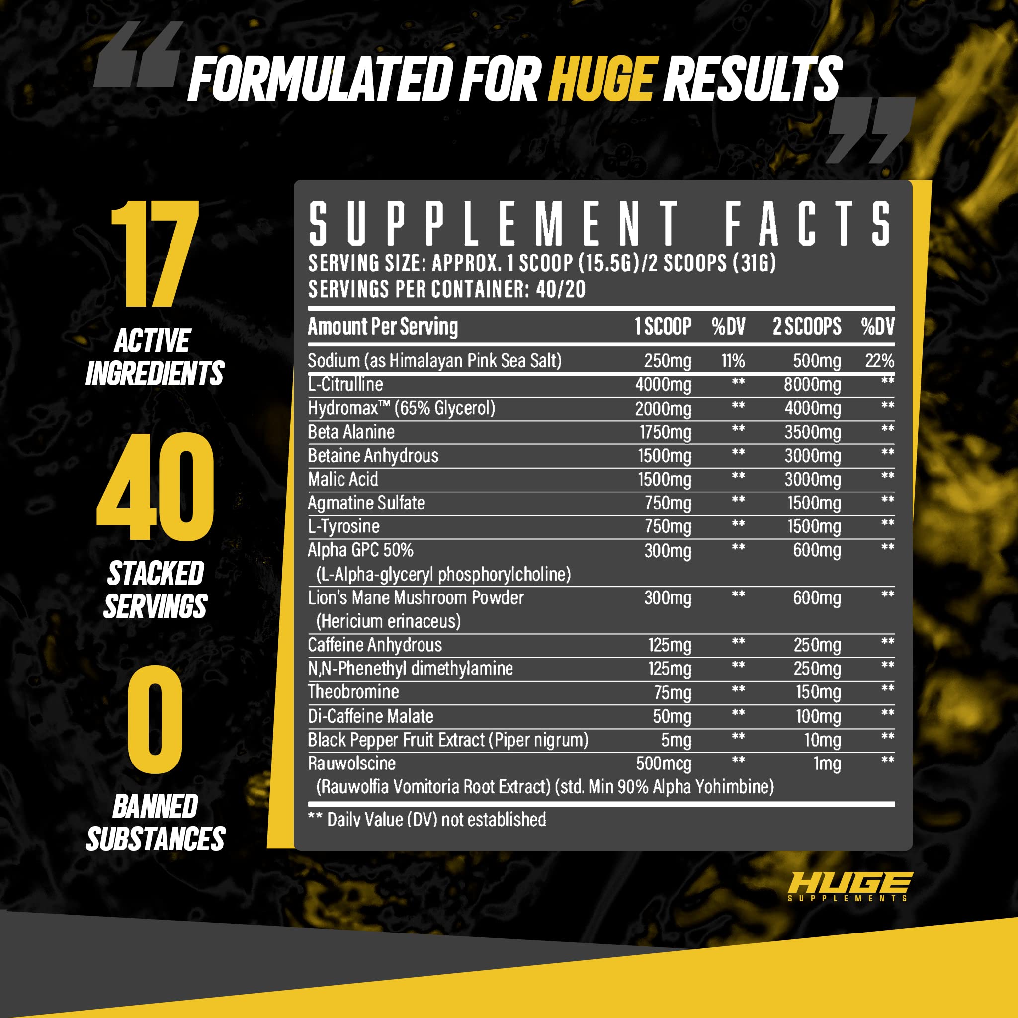 Huge Supplements Wrecked Pre-Workout, 30G+ Ingredients Per Serving to Boost Energy Huge Supplements buy supplements canada