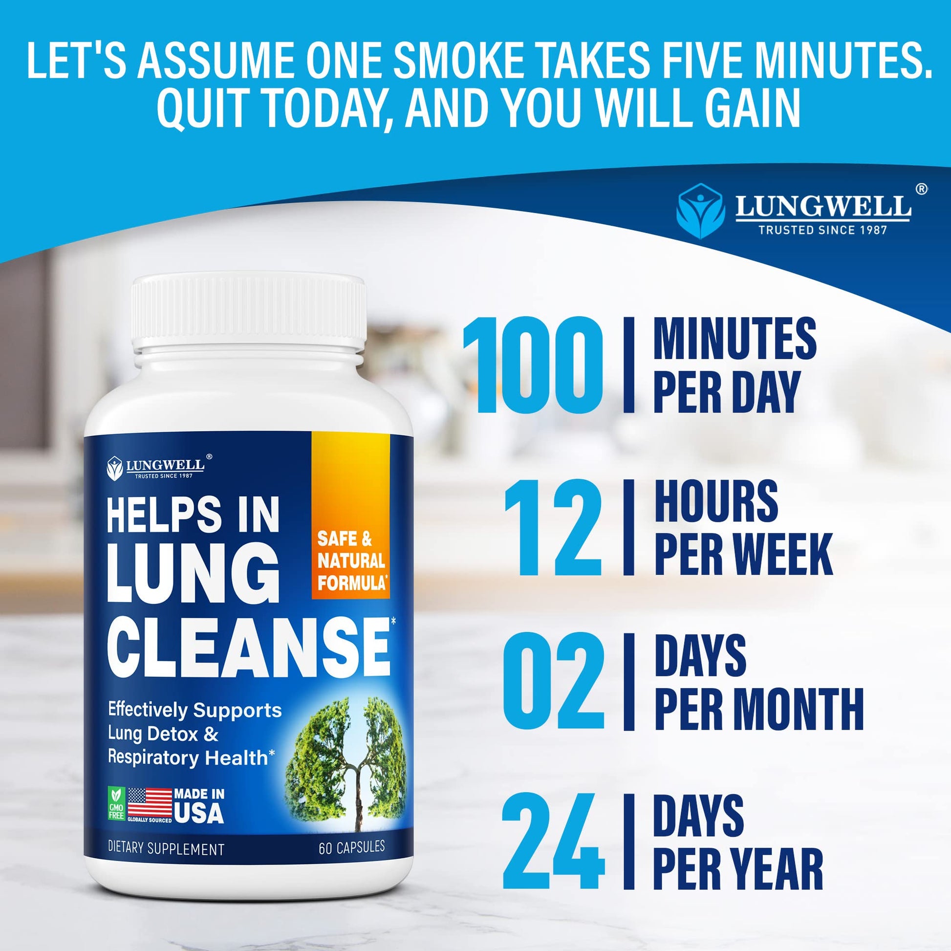 LUNGWELL Quit Smoking Aid - Made in USA - Helps to Clear Lungs & Stop LUNGWELL buy supplements canada