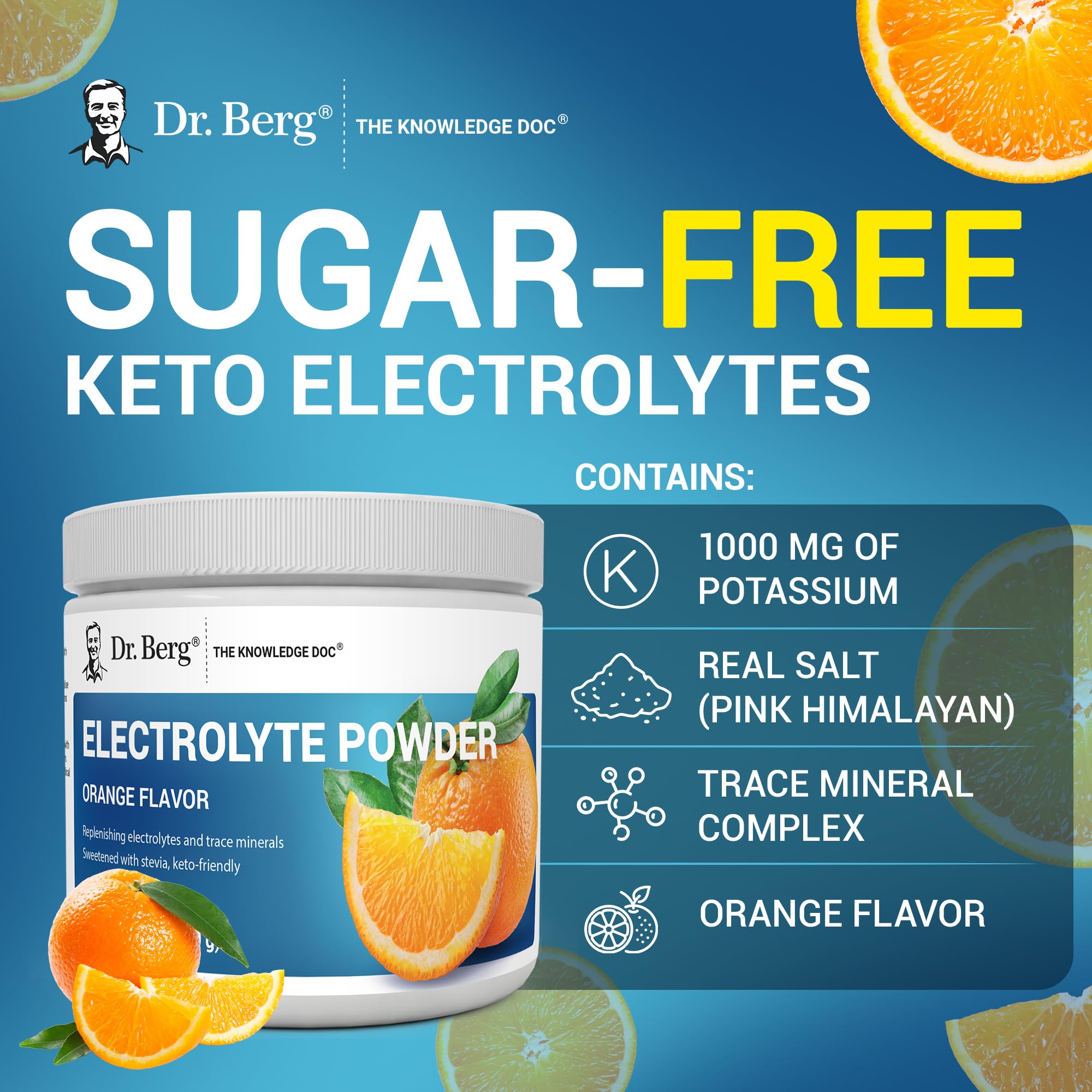 Dr. Berg Zero Sugar Hydration Keto Electrolyte Powder - Enhanced w/ 1000 mg of Potassium & Real Pink Himalayan Salt (NOT Table Salt) - Orange Flavor Hydration Drink Mix Supplement - 50 Servings Dr. Berg Nutritionals buy supplements canada