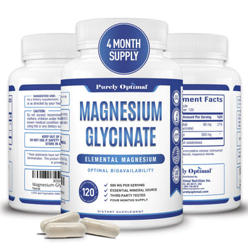 Purely Optimal Magnesium Glycinate 500mg – Sleep Support & Stress Relief – Gentle, High Absorption Magnesium Supplement for Muscle Relaxation, Calm & Nerve Support – 120 Capsules Purely Optimal buy supplements canada
