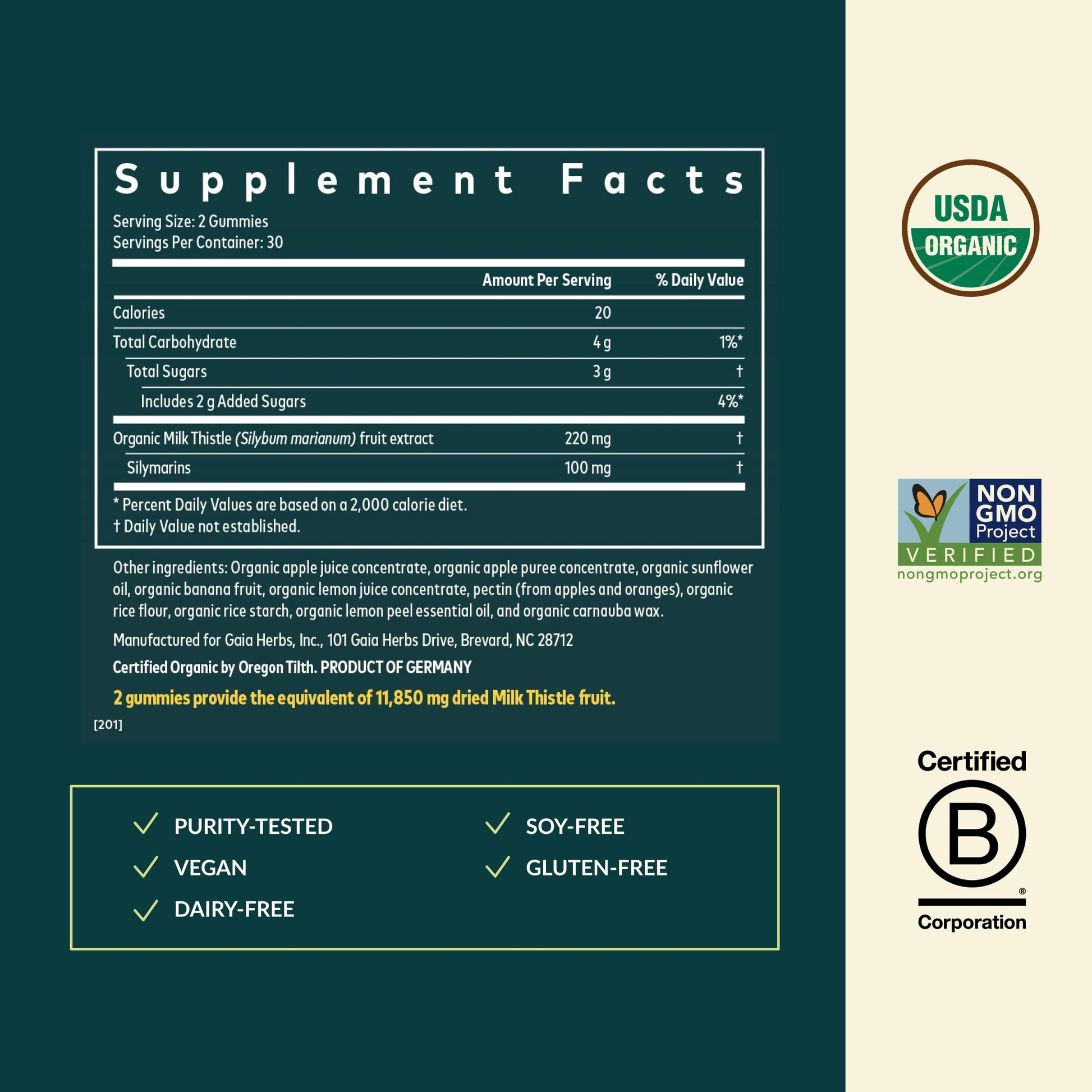 Gaia Herbs Milk Thistle Gummies - Herbal Supplement with Antioxidant Properties for Liver Health & Liver Detox - Lemon Flavored - 60 Vegan Gummies Gaia Herbs buy supplements canada