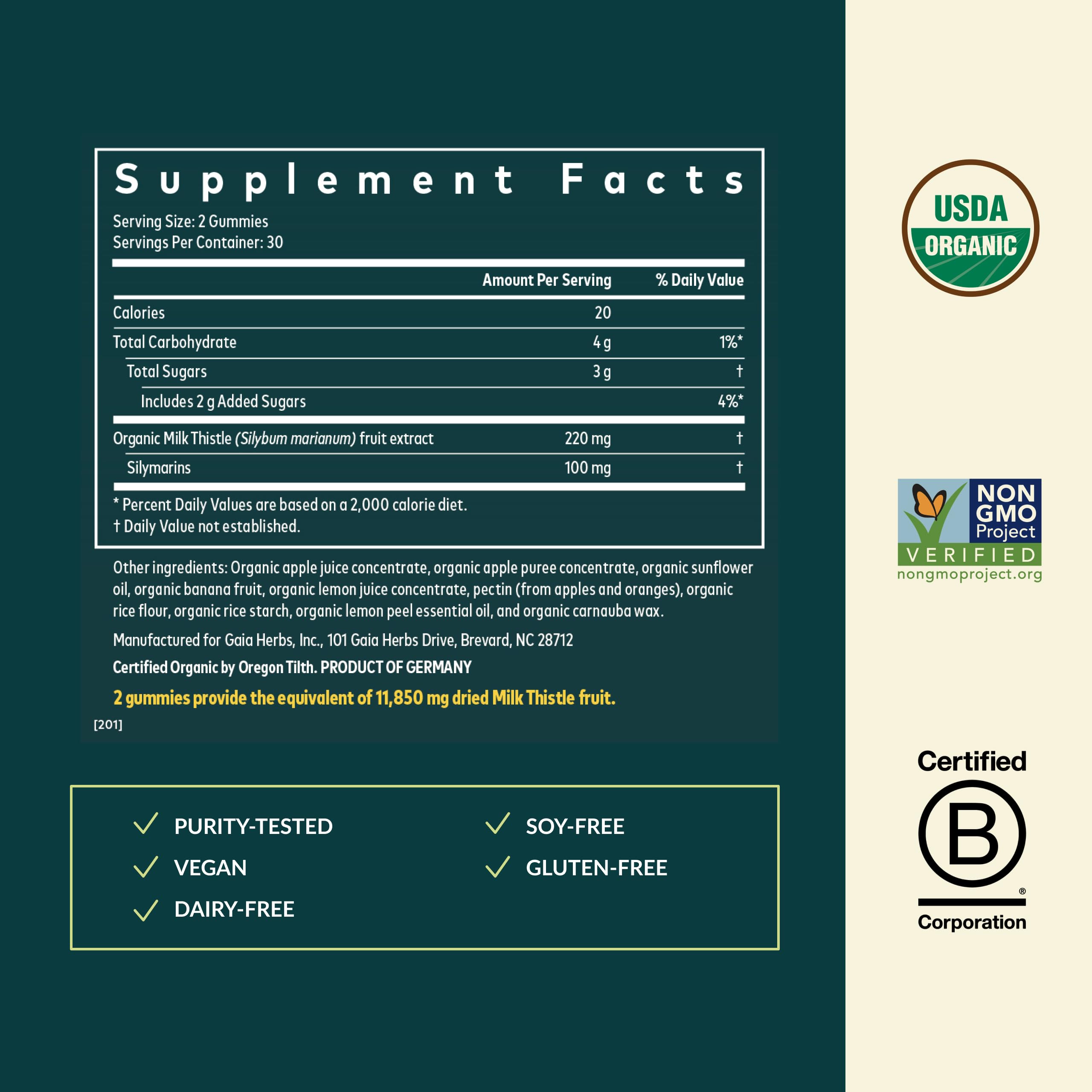 Gaia Herbs Milk Thistle Gummies - Herbal Supplement with Antioxidant Properties for Liver Health & Liver Detox - Lemon Flavored - 60 Vegan Gummies Gaia Herbs buy supplements canada