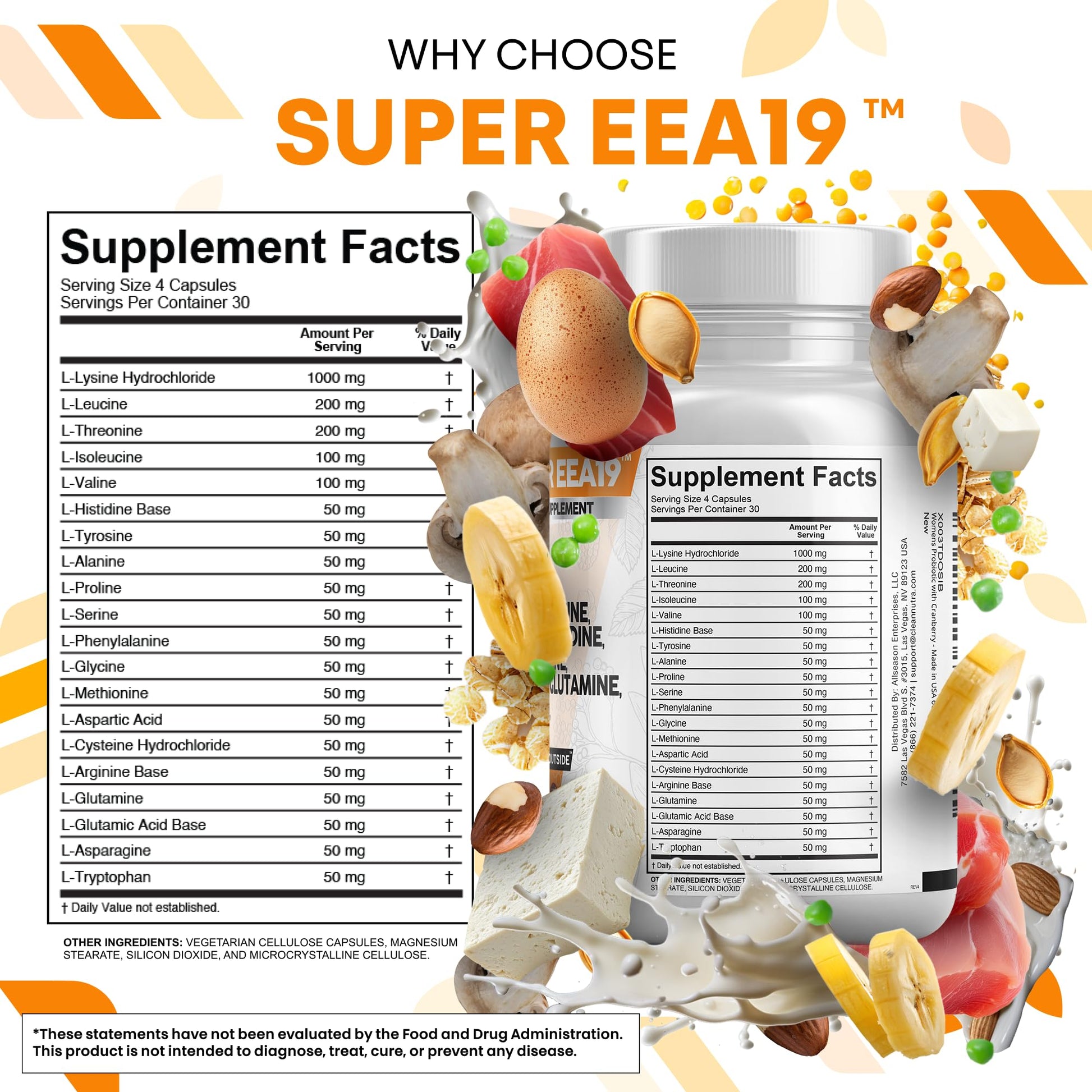 Clean Nutraceuticals Amino Acids Supplement L-Lysine, L-Threonine, L-Leucine, Isoleucine, Valine, L-Histidine, L-Tryptophan, L-Methionine, L-Arginine, L-Cysteine, Clean Nutraceuticals buy supplements canada