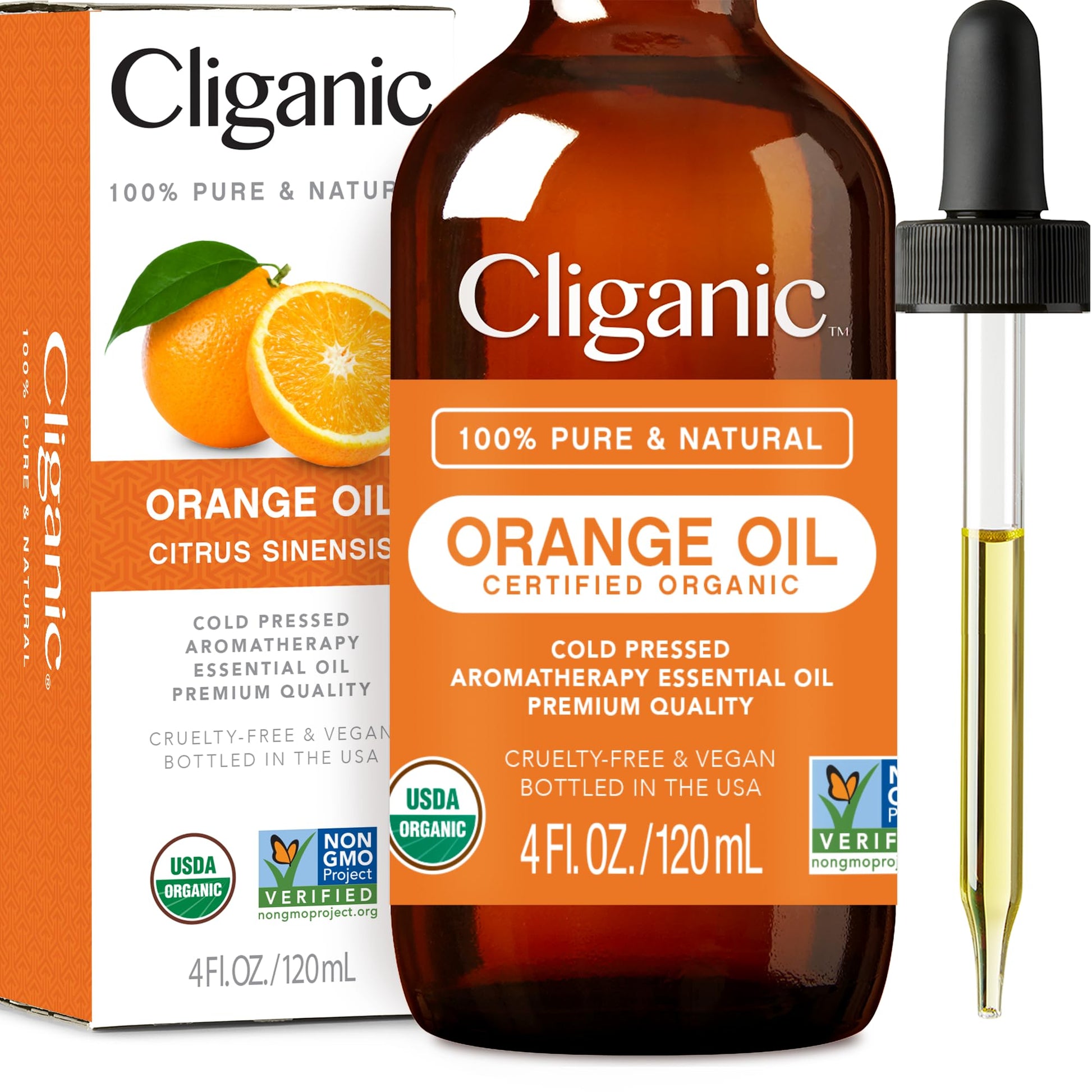 Cliganic USDA Organic Sweet Orange Essential Oil, 4oz - 100% Pure Natural for Aromatherapy Diffuser Cliganic buy supplements canada
