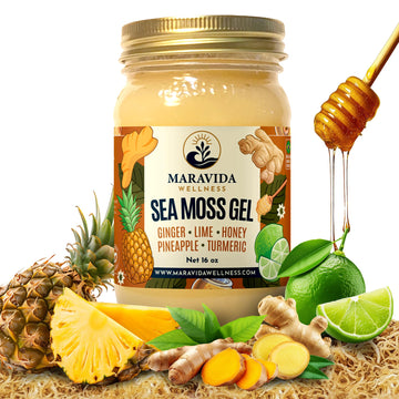 Maravida Wellness Sea Moss Gel – Pineapple, Lime, Honey, Ginger & Turmeric – 100% Natural Raw Organic Irish Moss – 16oz Jar – Premium Superfood for Everyday Wellness Maravida Wellness buy supplements canada
