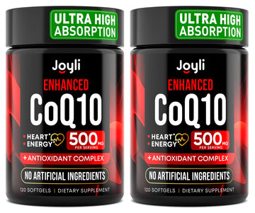 JOYLI Nutrition 2 Pack CoQ10 500mg - High Absorption Coenzyme Q10 Supplement - Co Q 10 for Energy & Vitality - Alternative to CoQ10 400mg & 300mg - 240 Softgels JOYLI Nutrition buy supplements canada