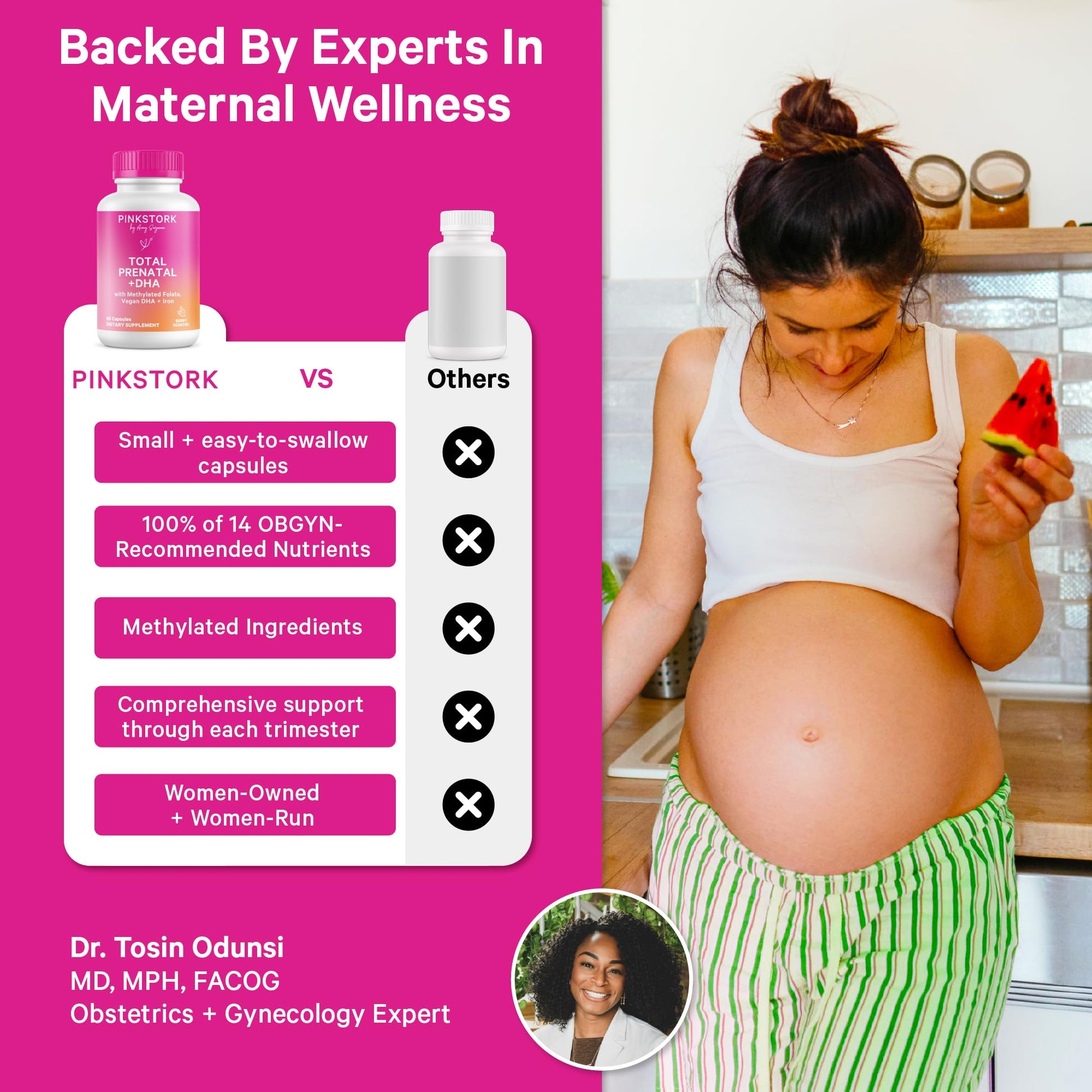Pink Stork Total Prenatal Vitamins with DHA, Folate, Iron, Choline, and Vitamin B12 - Prenatals for Women to Support Fetal Development, Pregnancy Essentials Pink Stork buy supplements canada
