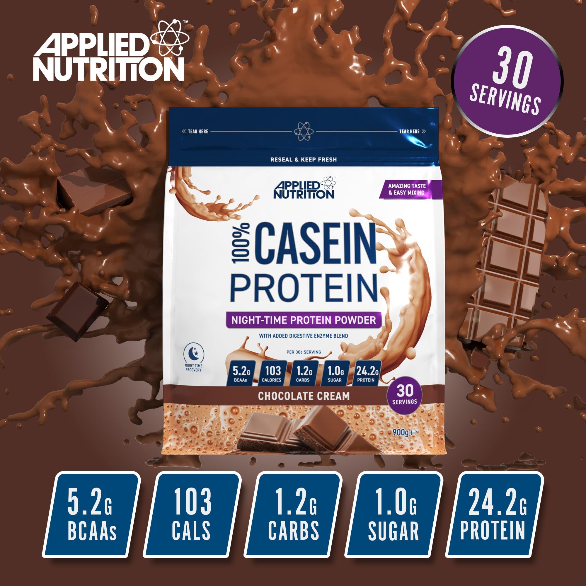 Applied Nutrition Casein Protein Powder - Micellar Casein Supplement, Slow Release Protein Applied Nutrition buy supplements canada