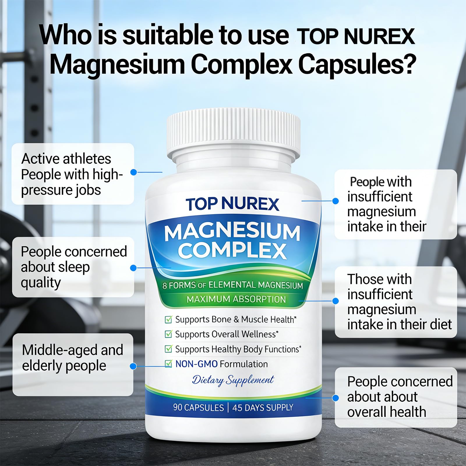 Top Nurex Magnesium Complex 1000 mg, 8-Source Magnesium Blend with Glycinate, Citrate, Malate & Taurate, Vegan Formula, Non-GMO, 90 Capsules Top Nurex buy supplements canada