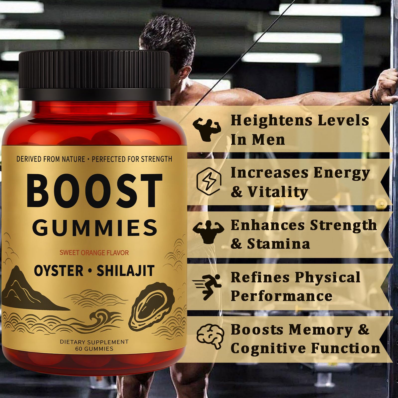 Rulinal Boost Alpha Gummies for Men | Oyster Shilajit Gummies for Adults | Enhances Strength & Immune Support | with Oyster, Shilajit, Vitamin B3, Maca Powder | Non-GMO & Vegan | 60 Gummies Rulinal buy supplements canada