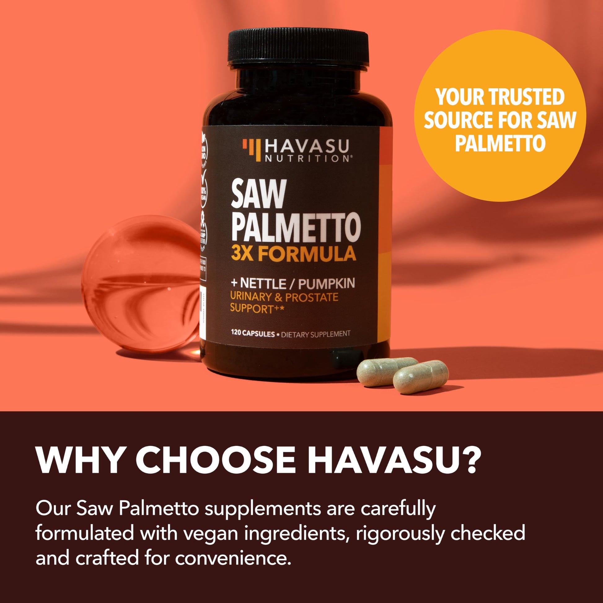 Saw Palmetto Supplement with Stinging Nettle and Pumpkin Seed Extract - Advanced 3X Formula - DHT Blocker Urinary Health and Prostate Support for Mens Health HAVASU NUTRITION buy supplements canada