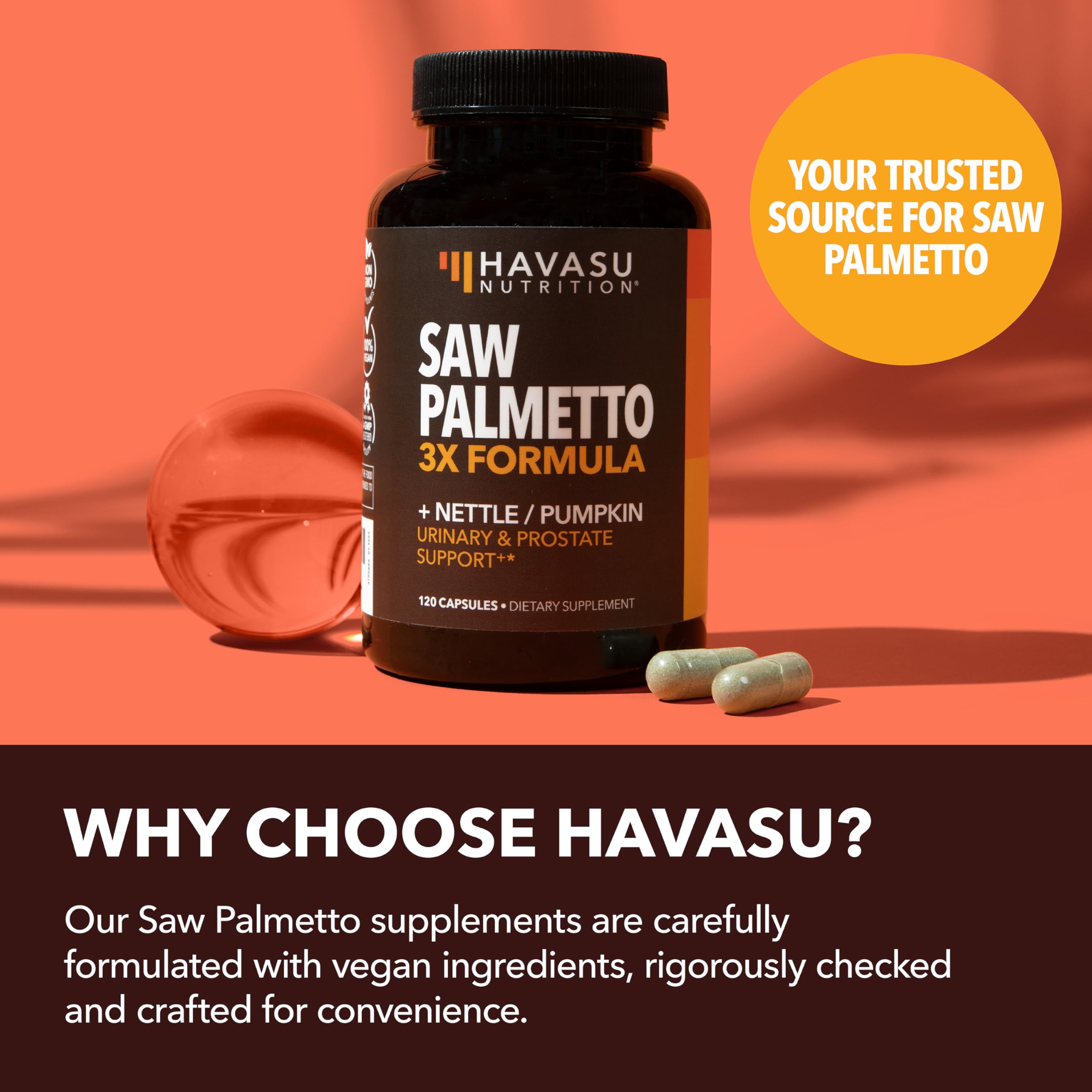 Saw Palmetto Supplement with Stinging Nettle and Pumpkin Seed Extract - Advanced 3X Formula - DHT Blocker Urinary Health and Prostate Support for Mens Health HAVASU NUTRITION buy supplements canada