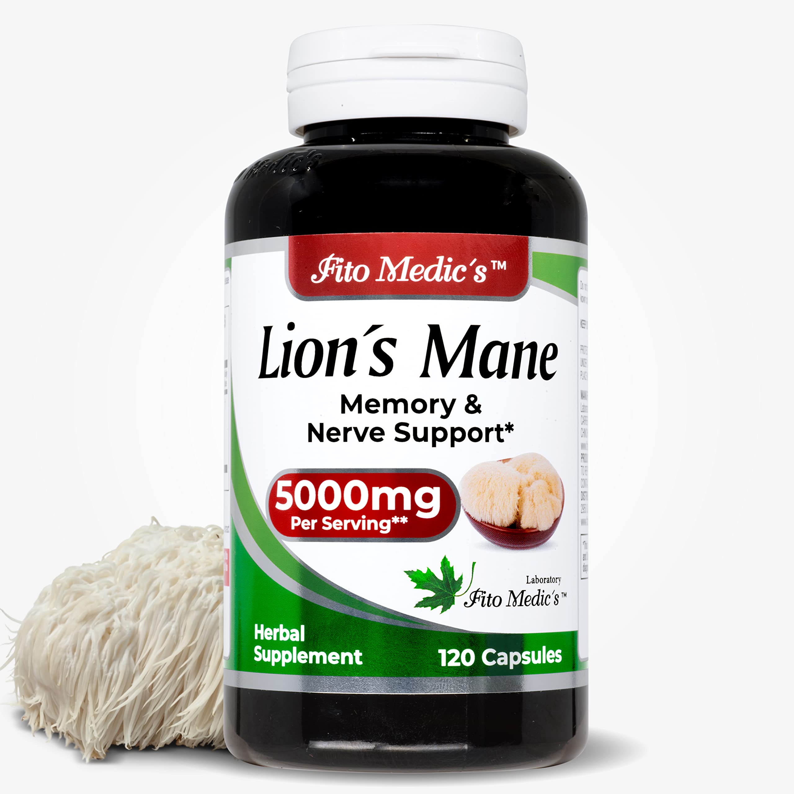 Lab | Lions Mane | 5000 mg per Serving | 120 Capsules | lions mane supplement | lions mane FITO MEDIC'S buy supplements canada