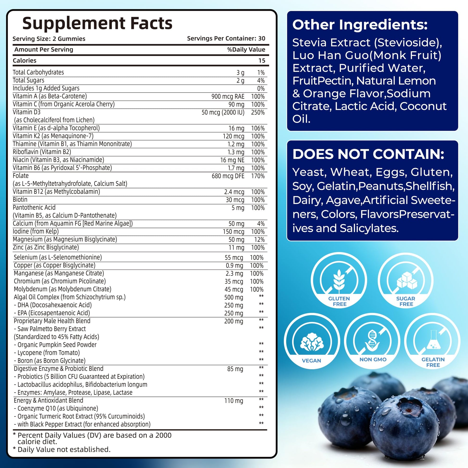 Mens Multivitamin Gummies for Men Daily - Zero Sugar Adult Gummy Vitamins with Saw Palmetto, Omega 3 DHA EPA, Probiotics 5B CFU, CoQ10, Turmeric Ginger for Prostate, Heart, Brain & Energy Support Utcils buy supplements canada