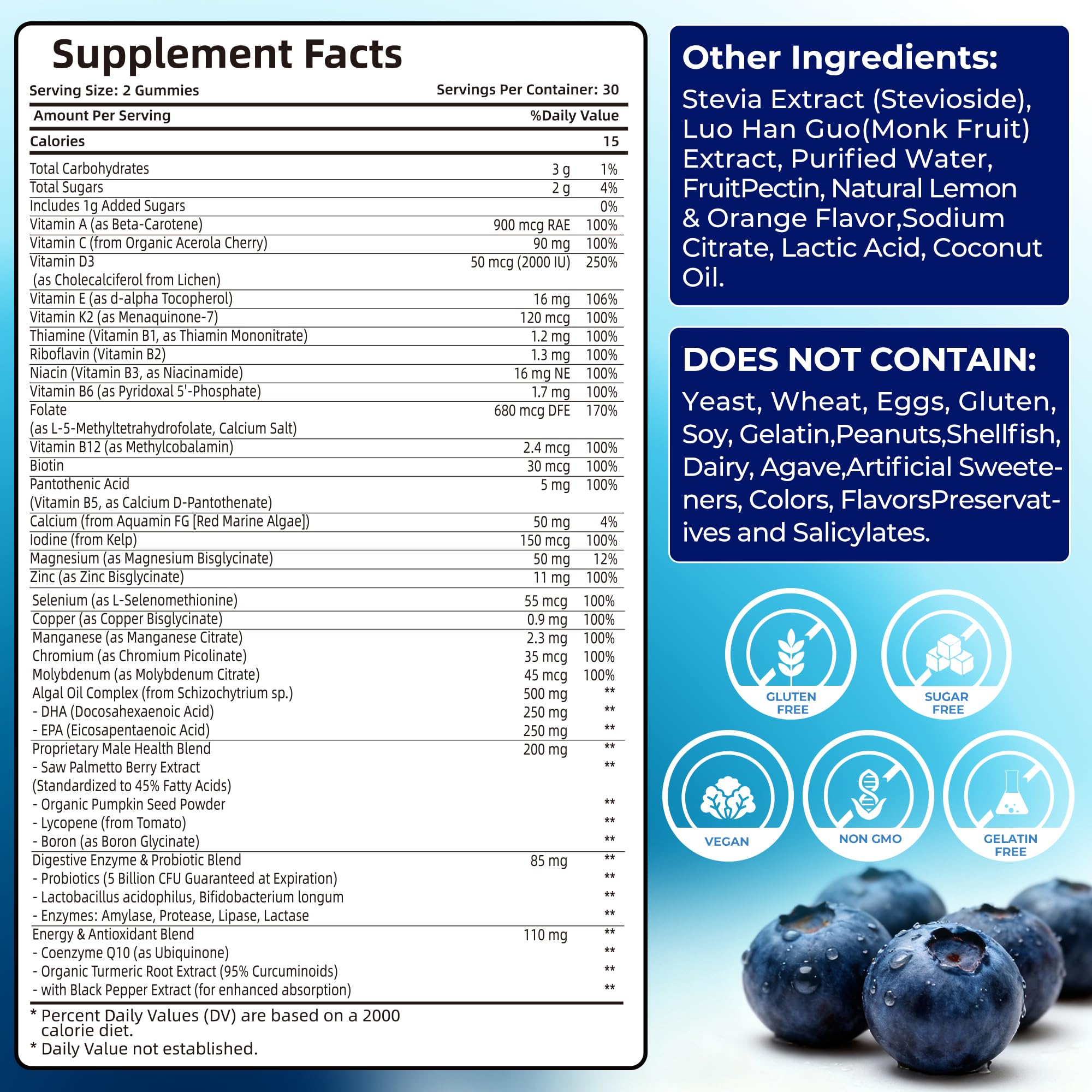 Mens Multivitamin Gummies for Men Daily - Zero Sugar Adult Gummy Vitamins with Saw Palmetto, Omega 3 DHA EPA, Probiotics 5B CFU, CoQ10, Turmeric Ginger for Prostate, Heart, Brain & Energy Support Utcils buy supplements canada