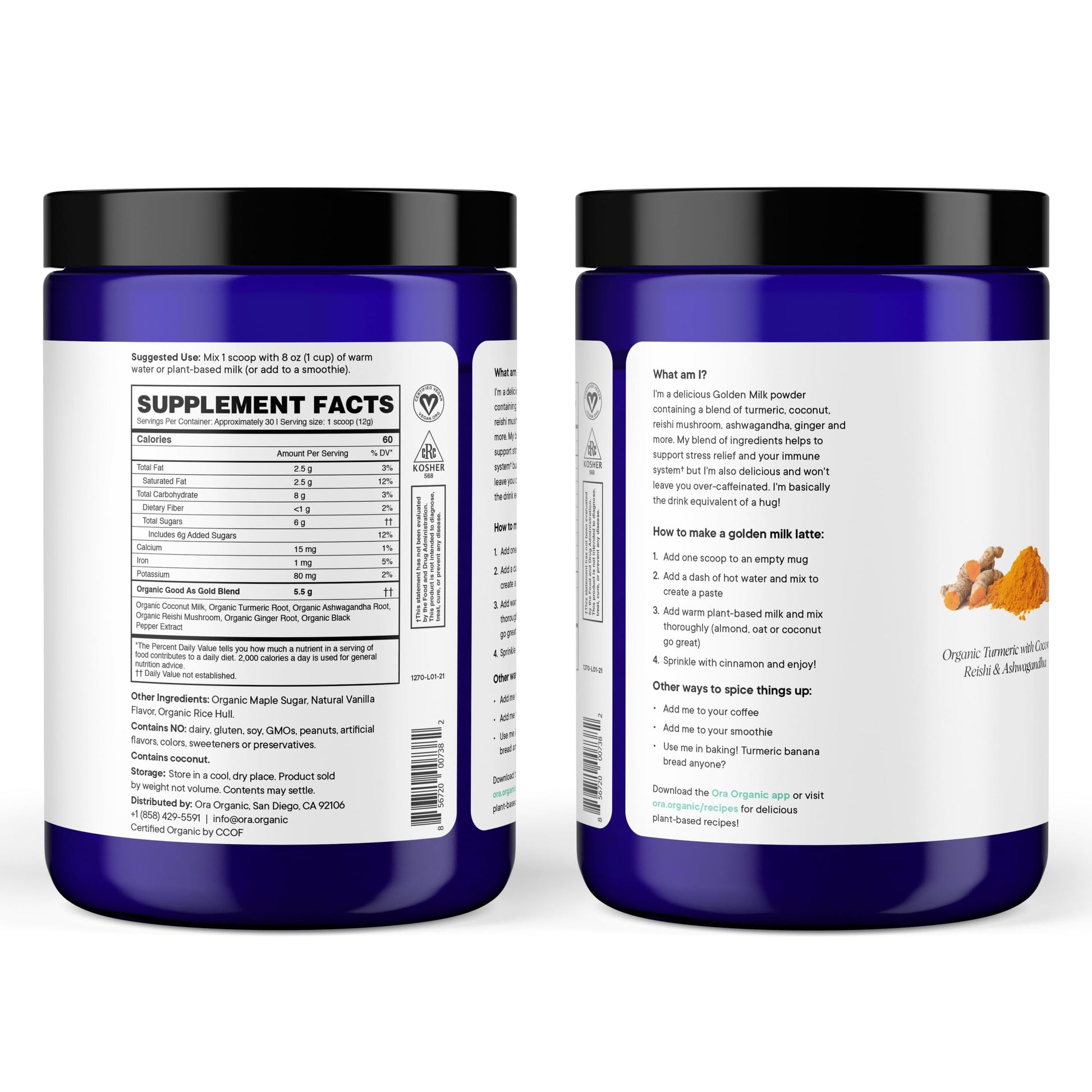 Ora Organic Golden Milk Powder - Ayurvedic Turmeric Powder with Organic Adaptogens - Ashwagandha, Reishi and Ginger | Organic, Gluten-Free, Soy-Free, Vegan, Non-GMO - Maple & Vanilla, 30 Servings Ora Organic buy supplements canada
