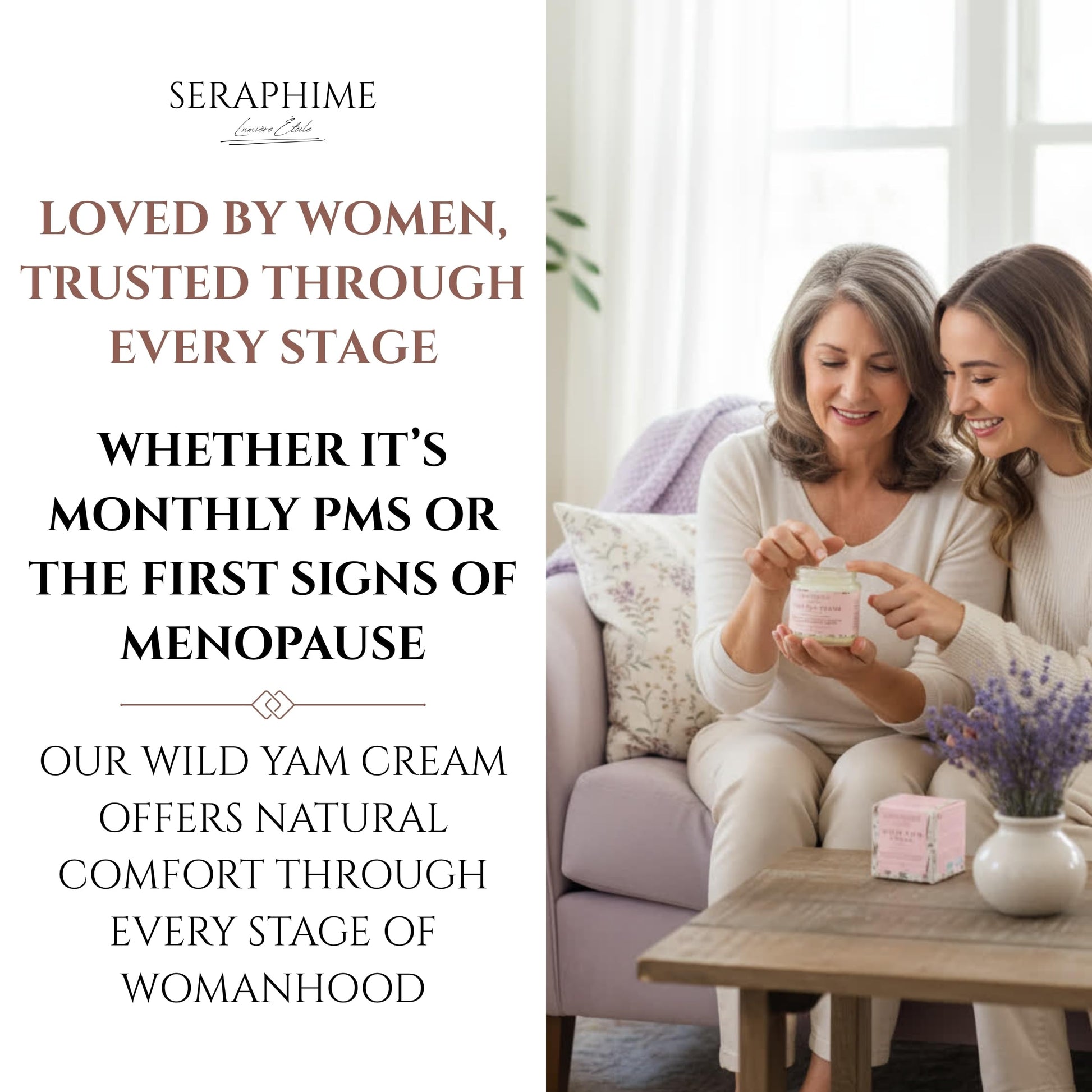 Seraphime Wild Yam Cream for Hormone Balance - Gift for Mom - Menopause and PMS Support for Women - Wild Yam Balancing Cream - Hot Flashes, Night Sweats, Mood Swings, Low Energy - Lavender 4oz Seraphime buy supplements canada