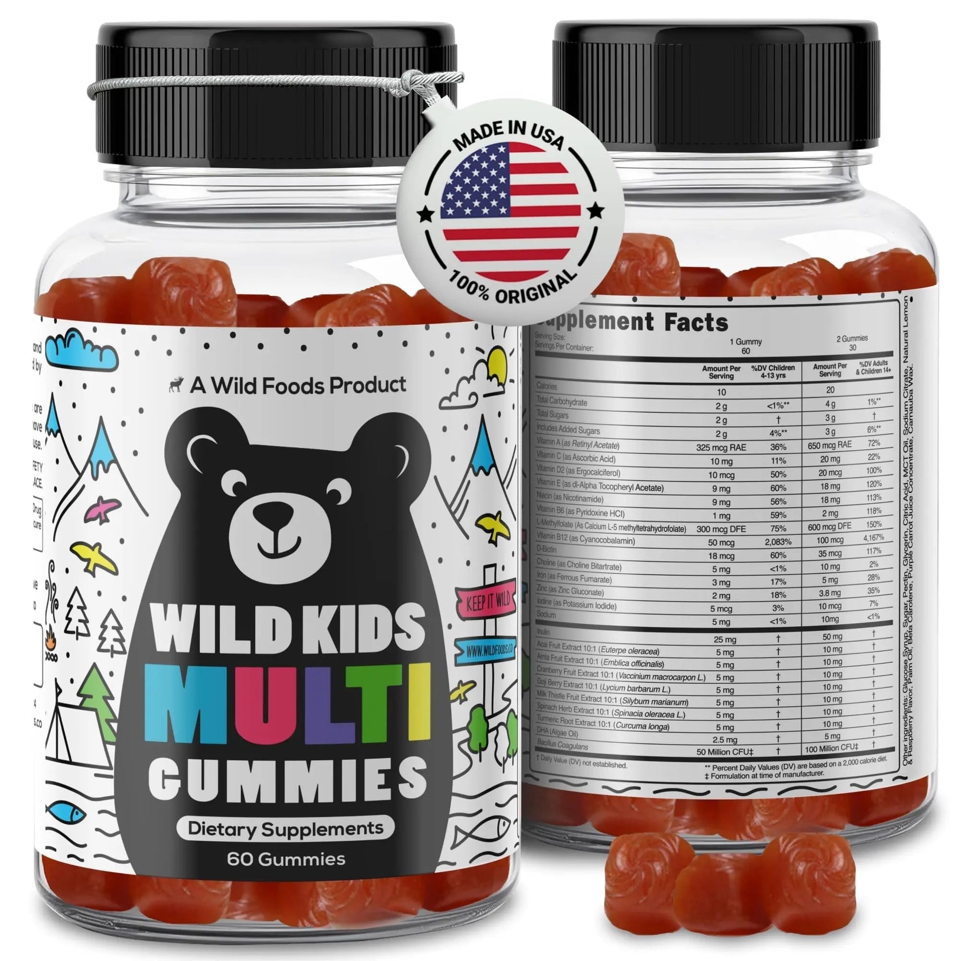 Wild Foods Kids Multivitamin Gummies – Natural Skin, Immune & Bones Support with Kids Vitamins A, C, D, E, B12, Iron & DHA Wild Foods buy supplements canada