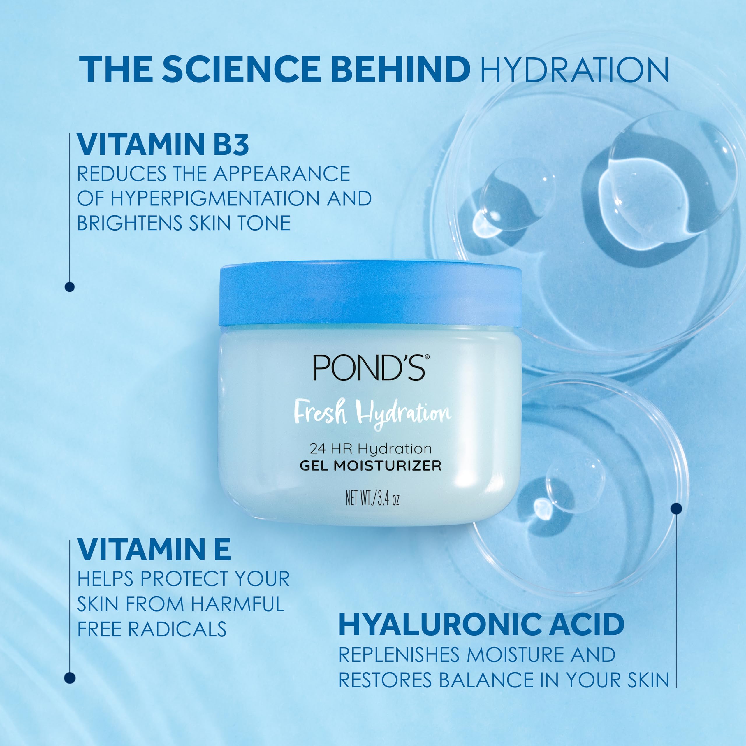 POND’S Fresh Hydration Gel Moisturizer – 24 HR Hydration with Vitamin E, Hyaluronic Acid & Vitamin B3 – Alcohol & Oil POND'S buy supplements canada