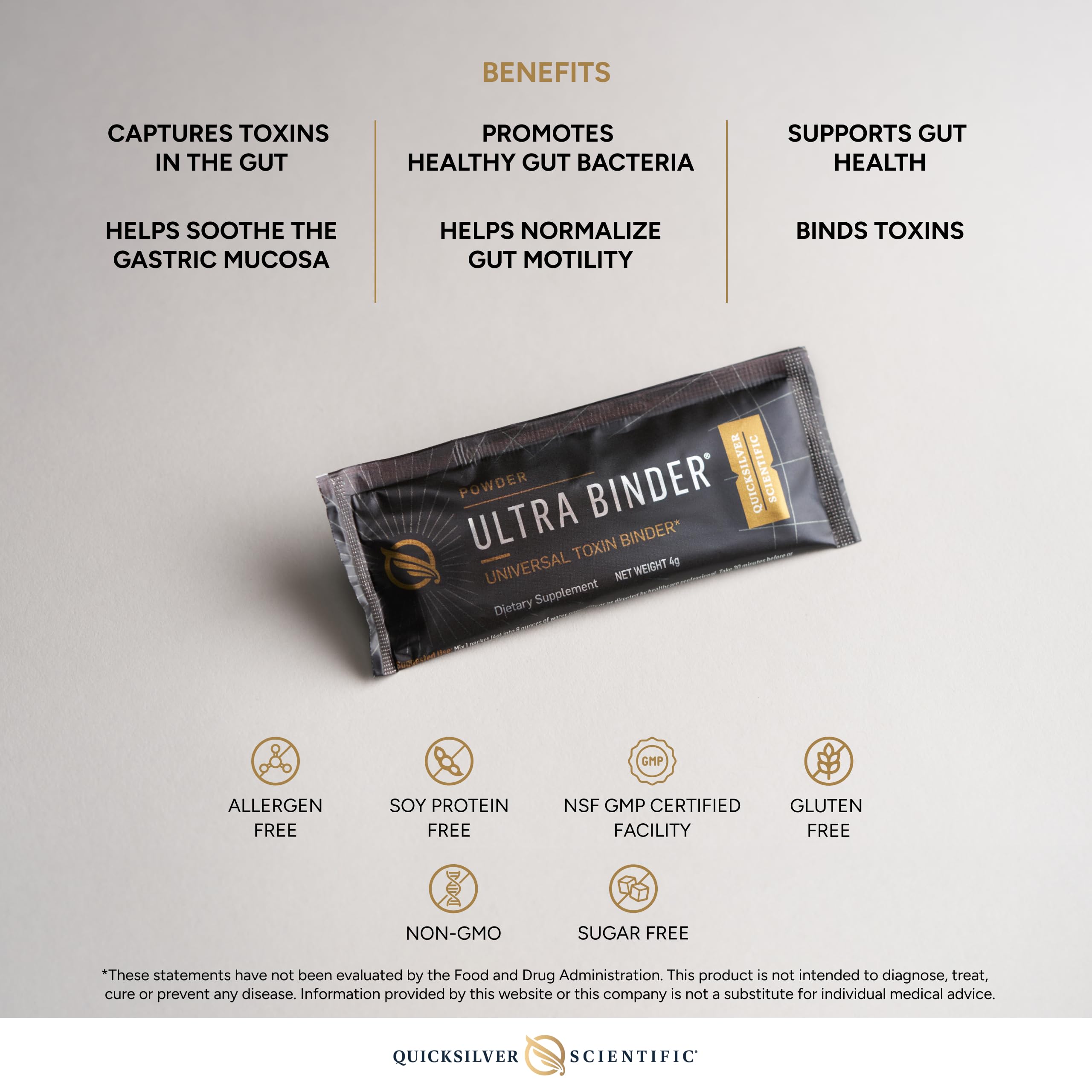 Quicksilver Scientific Ultra Binder Stick Packets - Multi Binder with Bentonite Clay Powder, Zeolite Detox & Charcoal - Supplement for Gut Support & The Body's Toxin Removal Process (20 Sticks) Quicksilver Scientific buy supplements canada