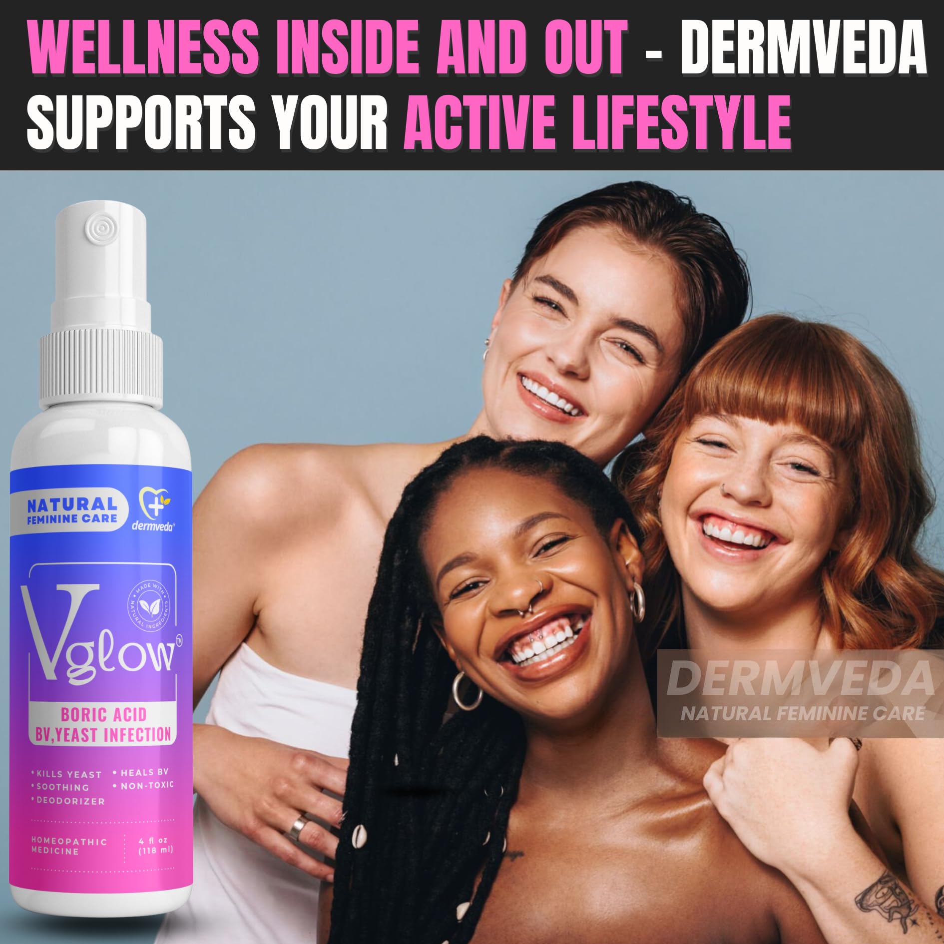 Dermveda Boric Acid BV Relief for Women - Natural Yeast Infection, Odor, Itch Relief Solution - Treats Yeast Infection Symptoms with Effective Boric Acid Formula. Dermveda buy supplements canada