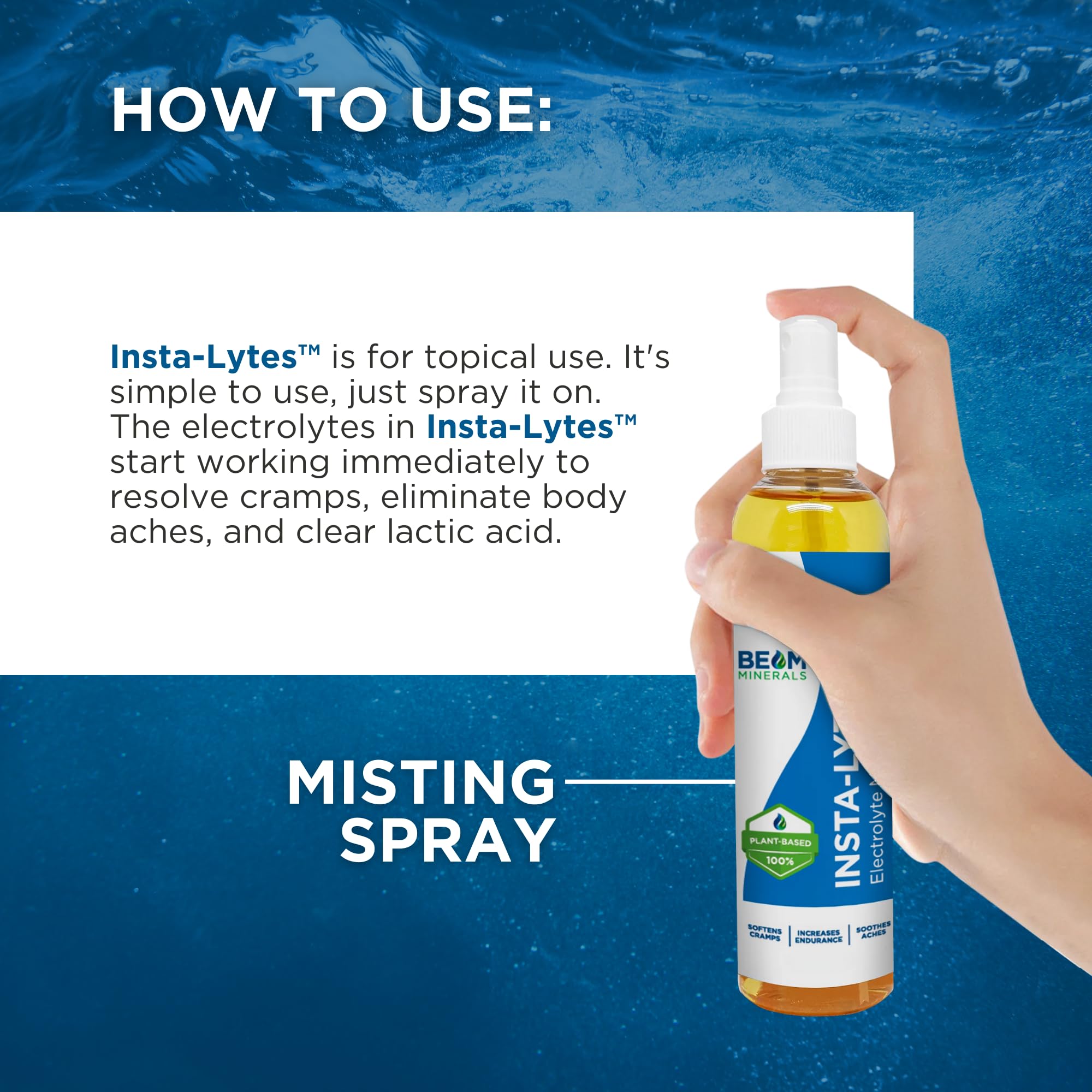BEAM MINERALS Insta-Lytes | How to Stop Leg Cramps Immediately Electrolyte Misting Spray | Fulvic Acid Trace Minerals | Fast Micronutrients Supplements | 2 fl Oz BEAM MINERALS buy supplements canada