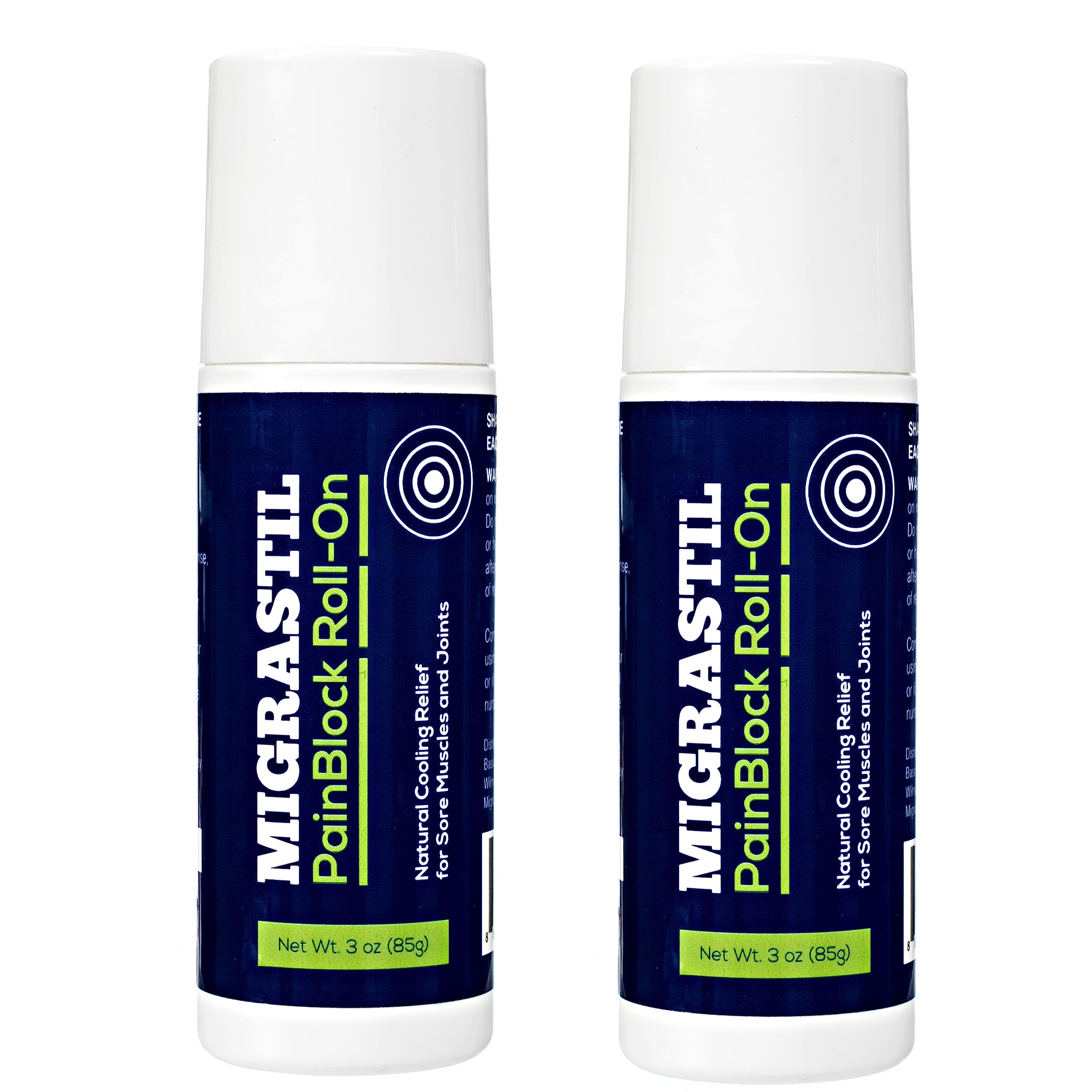 Migrastil PainBlock Roll-On 3 oz - Topical Roll-On for Muscle Aches, Cramps, Joint & Nerve Discomfort. Works Great on Shoulders, Neck, Feet, Knees, Legs, Back, Elbows, HIPS, Etc. (2) Basic Vigor buy supplements canada