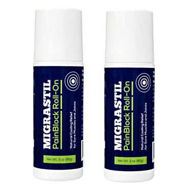 Migrastil PainBlock Roll-On 3 oz - Topical Roll-On for Muscle Aches, Cramps, Joint & Nerve Discomfort. Works Great on Shoulders, Neck, Feet, Knees, Legs, Back, Elbows, HIPS, Etc. (2) Basic Vigor buy supplements canada