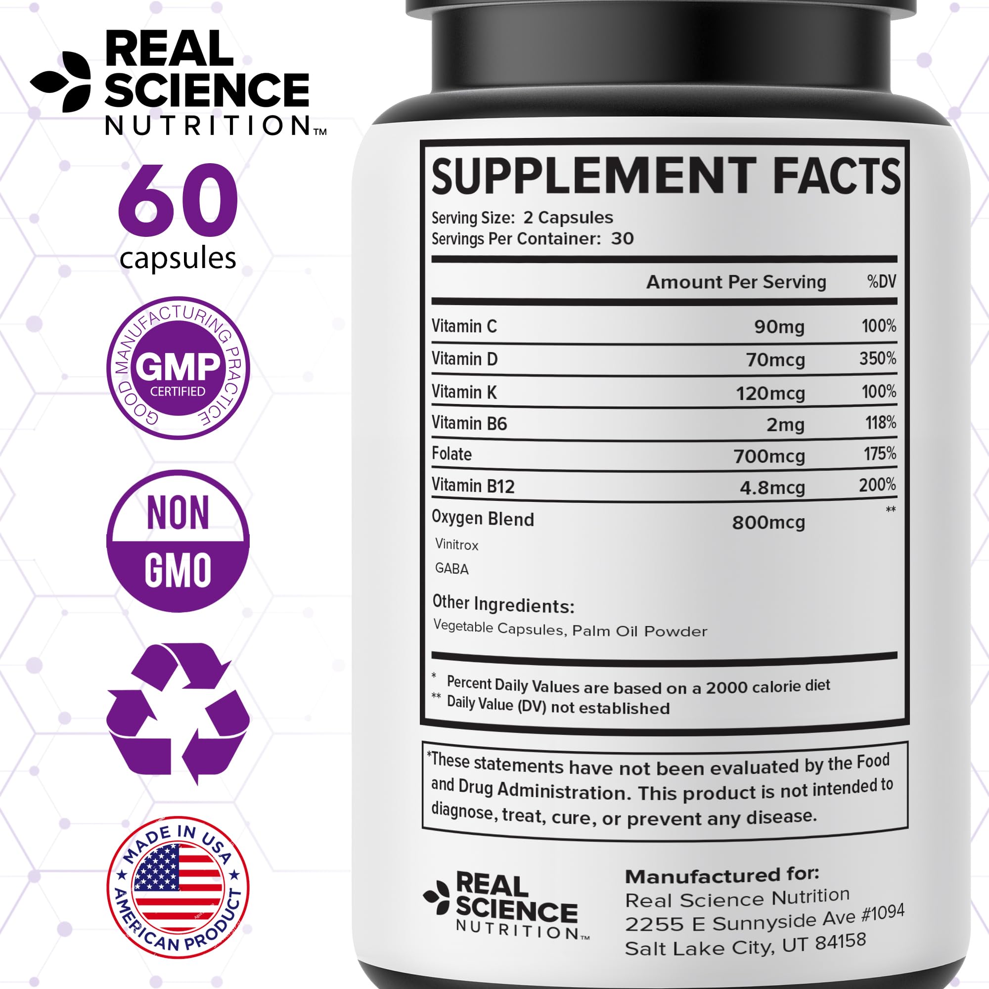Real Science Oxygenate Miracle – Daily Lung & Circulation Support Supplement for Breathing Comfort and Energy – Supports Respiratory Function and Overall Wellness, 60 Caps Real Science Nutrition buy supplements canada