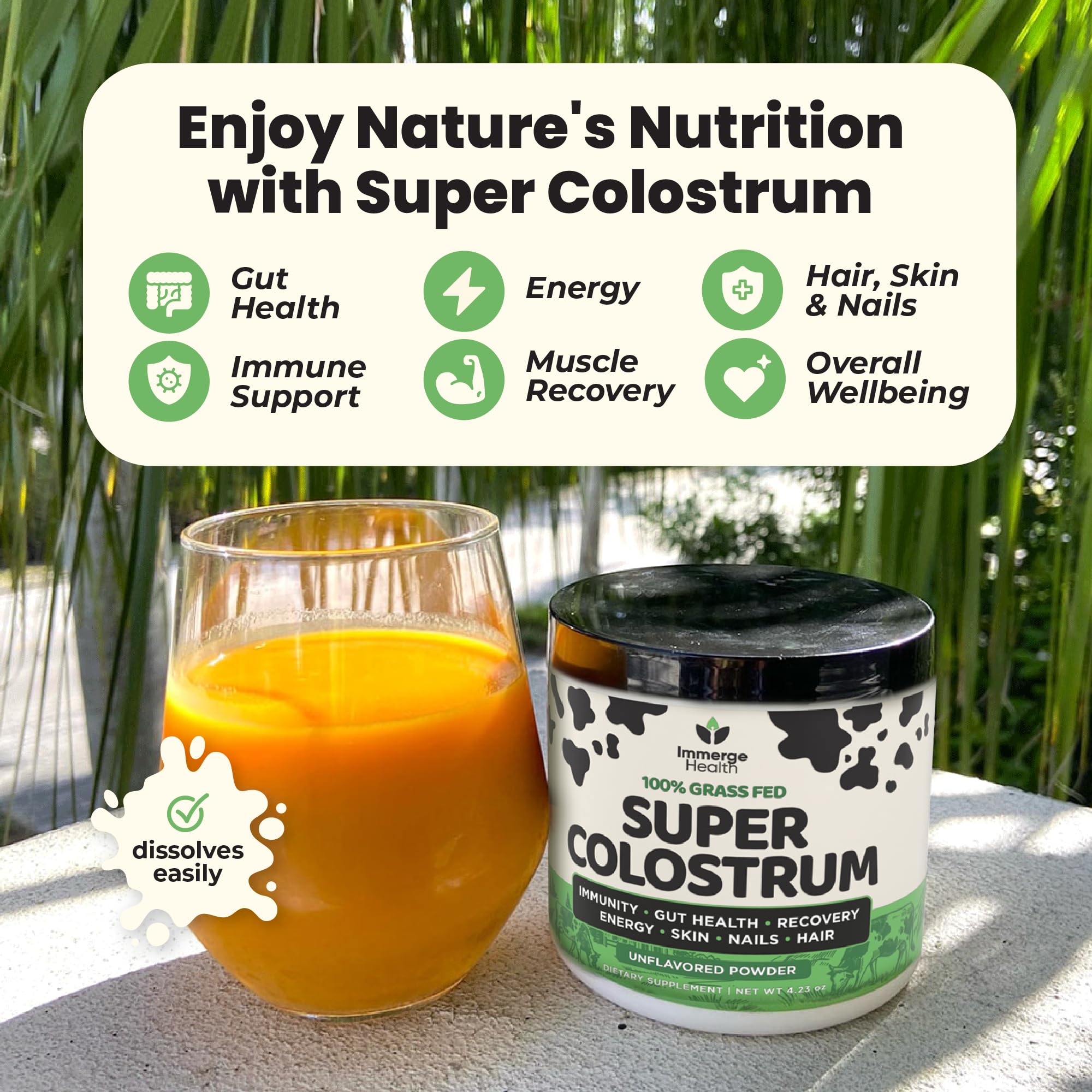 Immerge Health Super Colostrum Powder (60 Servings) – Premium Bovine Colostrum Supplement for Gut Health, Bloating & Immune Support – High IgG, 100% Grass Fed First Milking, Unflavored, Made in USA ImmergeHealth.com buy supplements canada