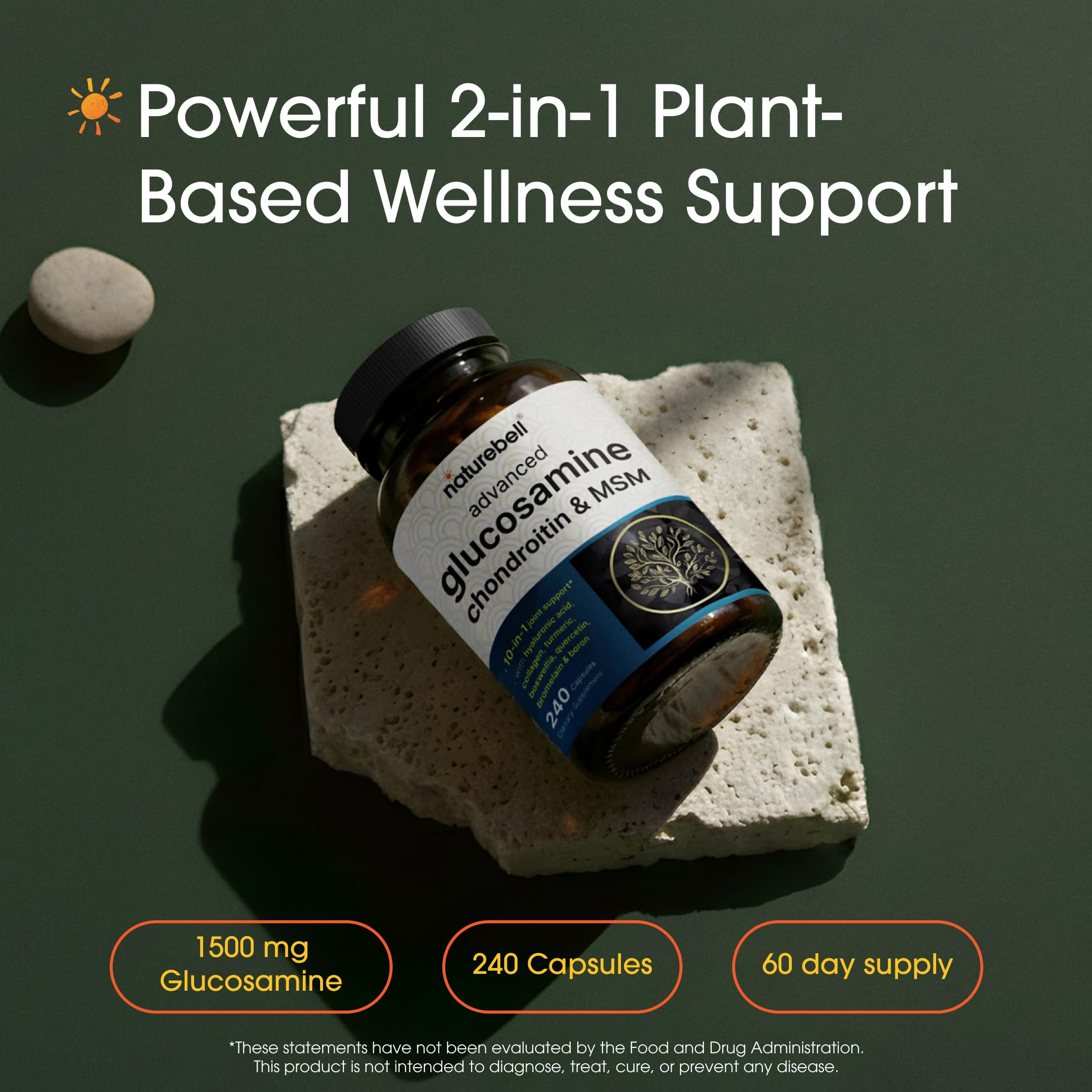 NatureBell Advanced Glucosamine Chondroitin & MSM - 240 Capsules - 10-in-1 Joint Support Complex* - Includes Hyaluronic Acid, Turmeric, Glucosamine, Collagen & More NatureBell buy supplements canada